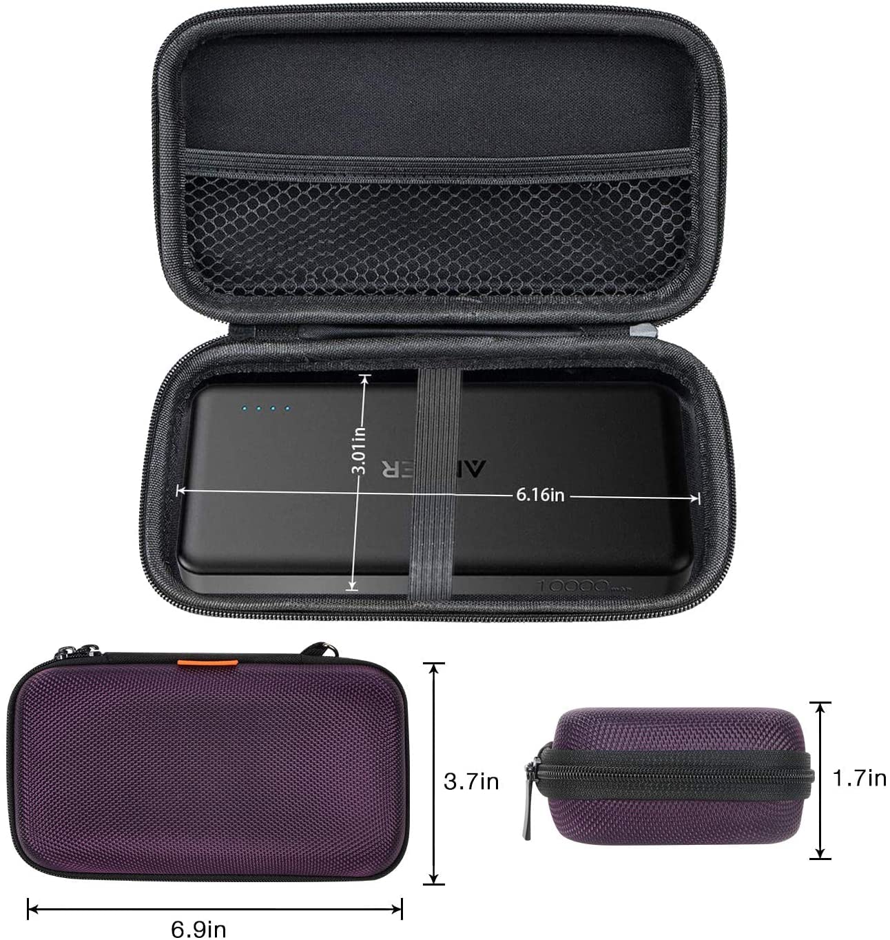 Glcon Hard Eva Carrying Case Protective Electronic Eva Storage Case For Power Bank, Hard Drive, Earbuds, Cell Phone, External Ba