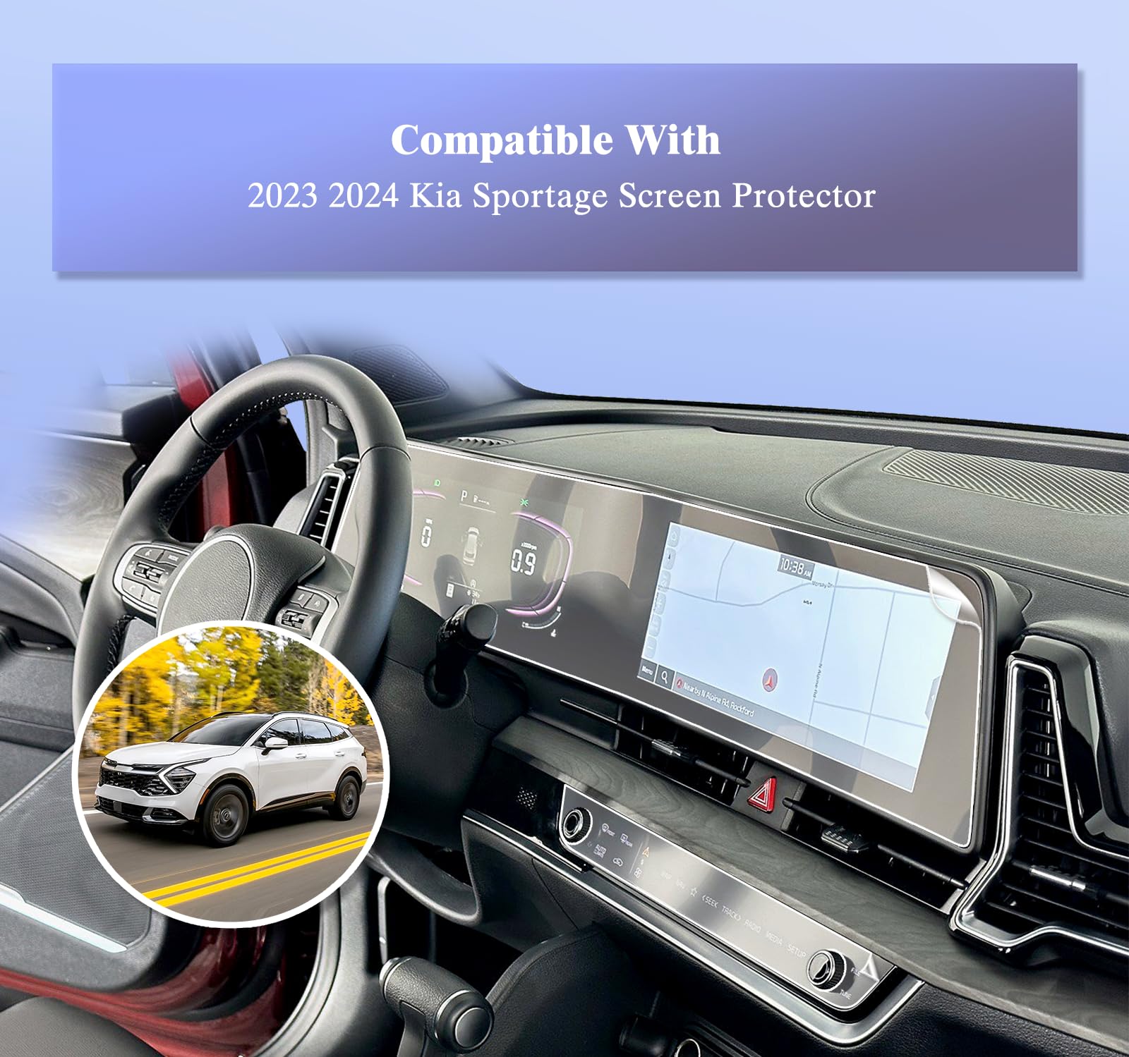 Ufgdsha 2 Pack For 2024 Kia Sportage Screen Protector For Kia Sportage 2024 Accessories 2023 2024 2025 Kia Sportage (Hybrid) Ex