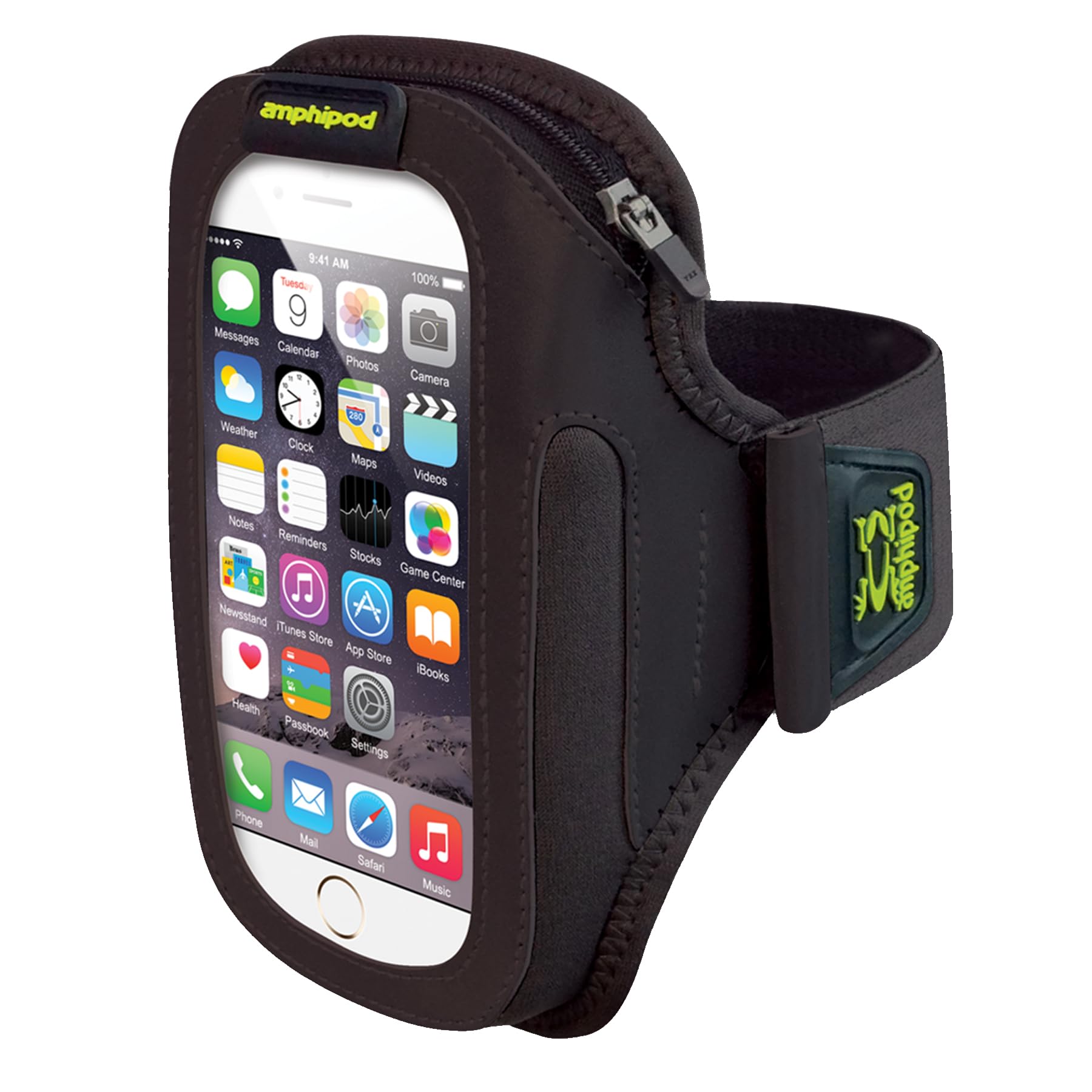 Amphipod Armpod Smartview Sumo Armband, Reflective Arm Or Belt Cell Phone Accessory With Zip Storage For Running & Walking   Bla