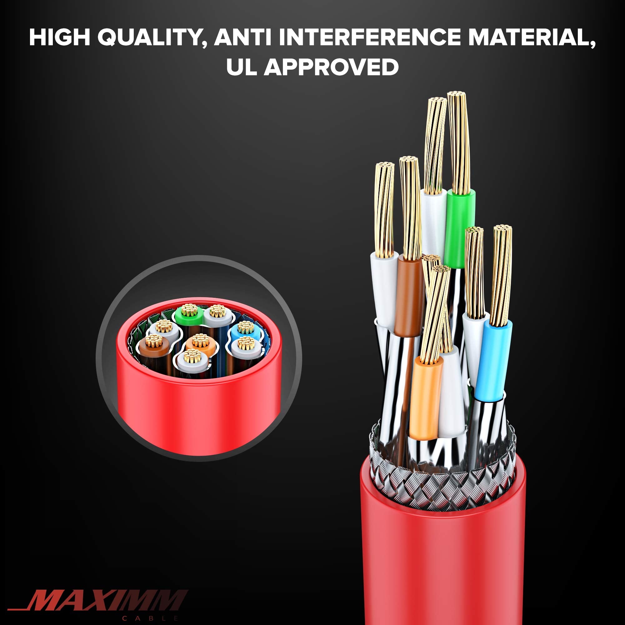 Cat 7 Ethernet Cable 20 Ft   High Speed Internet & Network Lan Patch Cable, Rj45 Connectors   20Ft / Red   Perfect For Gaming, Streaming, And More