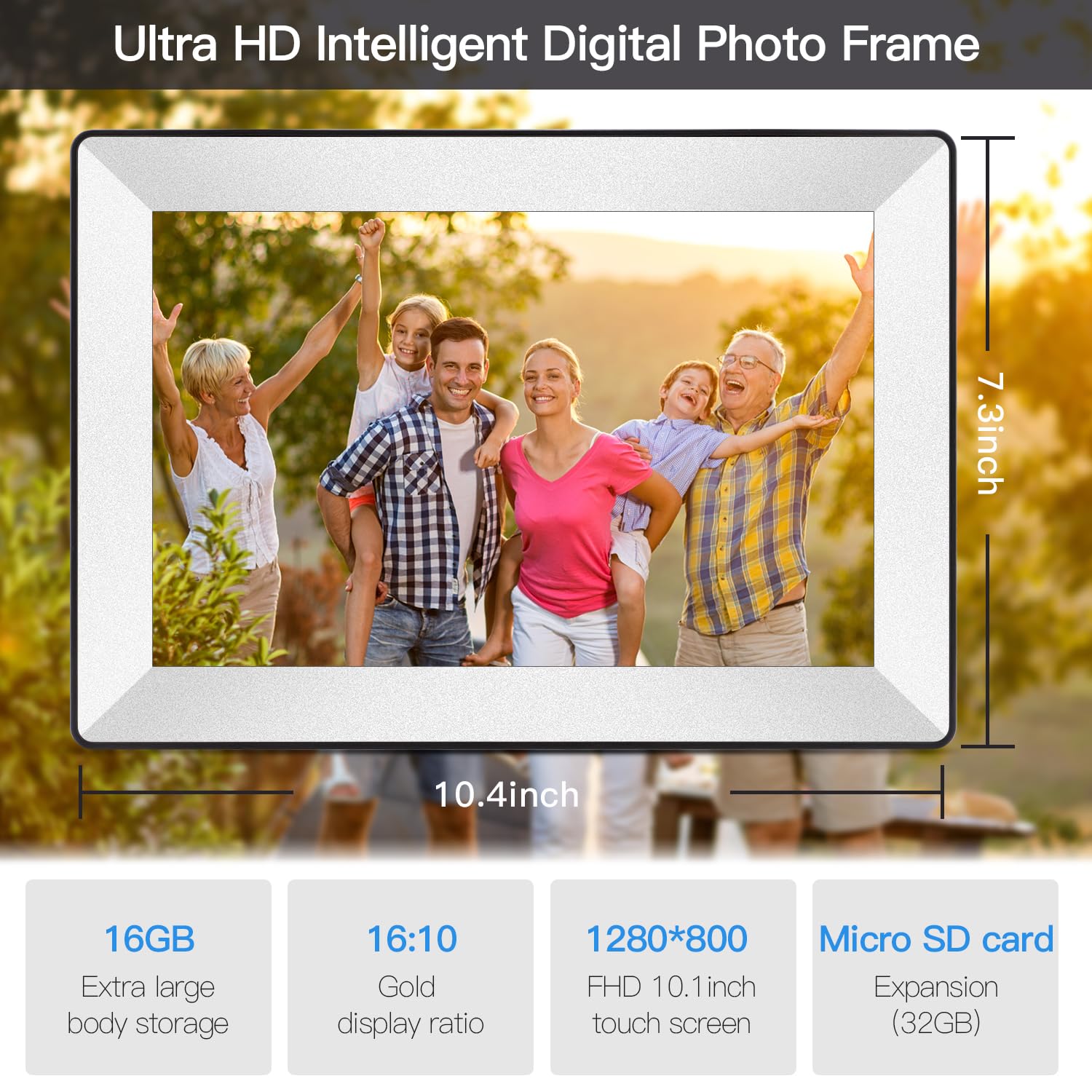 Uhale Digital Picture Frame Wifi 10.1Inch 1280  800 Ips Hd Color Touch Screen Digital Photo Frame Built In 16Gb Storage Free Sha