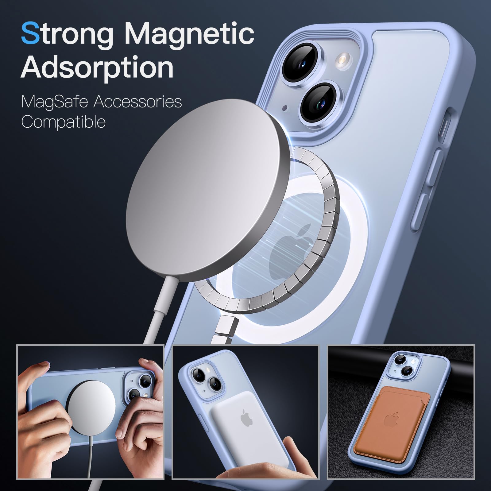 Jetech Magnetic Case For Iphone 14 Plus 6.7 Inch Compatible With Magsafe, Translucent Matte Back Slim Shockproof Phone Cover (Sk