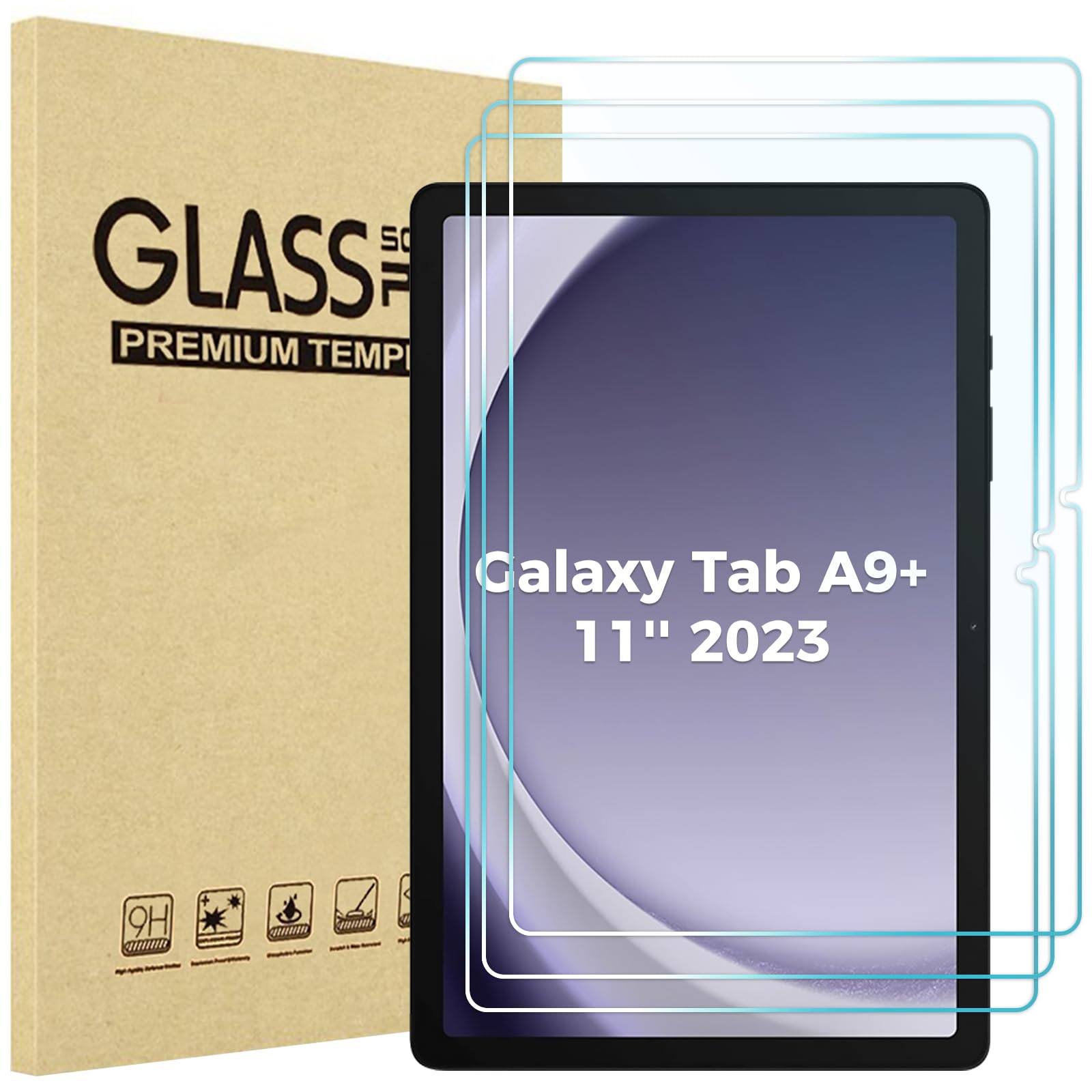 Procase 3 Pack Screen Protector For Galaxy Tab A9 Plus 11 Inch 2023, Hd Tempered Glass 9H Film Guard For 11'' Tab A9+ 5G Tablet
