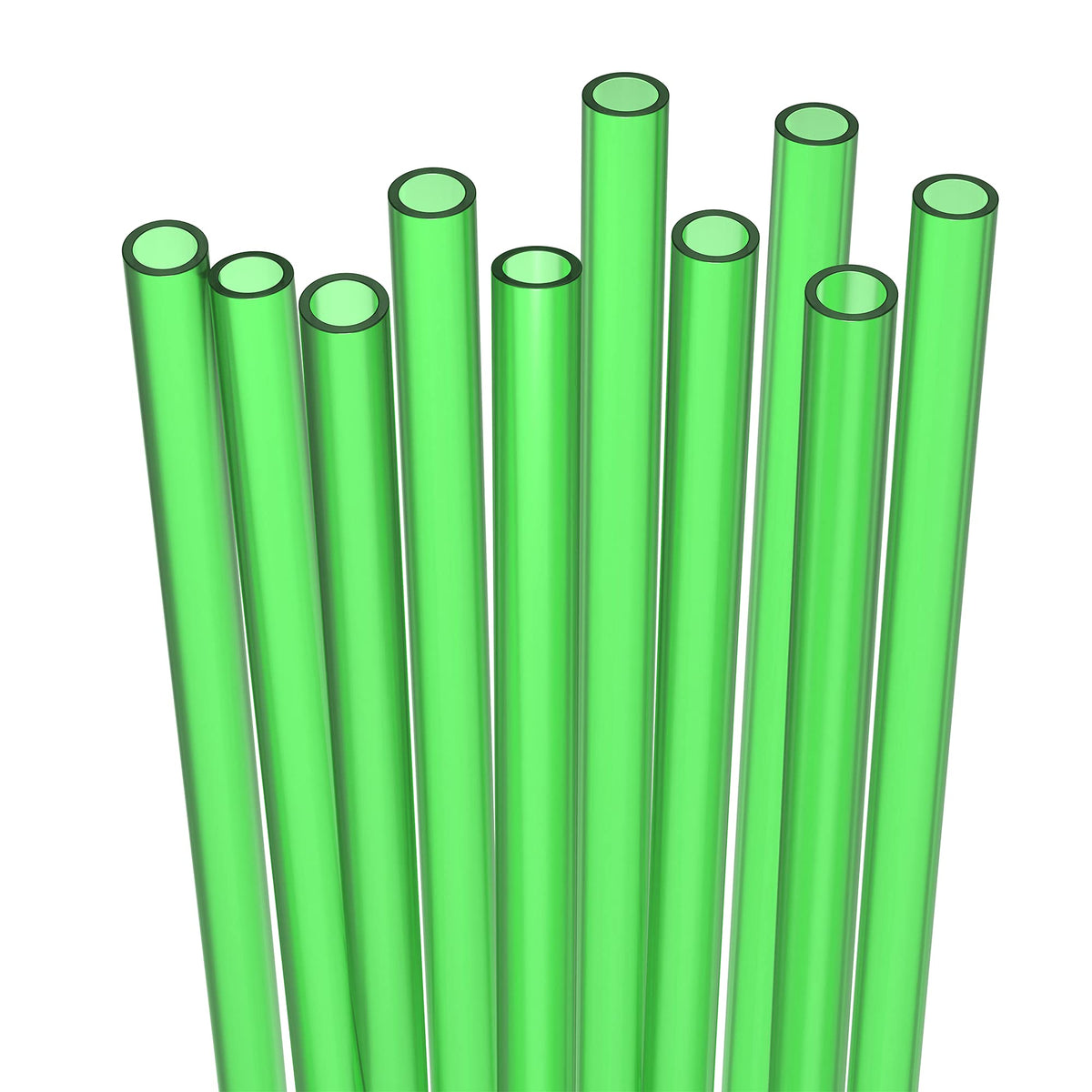 Fiesta First 10 Short Reusable Hard Green Plastic Drinking Straws, Medium Width  Sturdy Cleaning Brush   For Cocktails, Small Cu