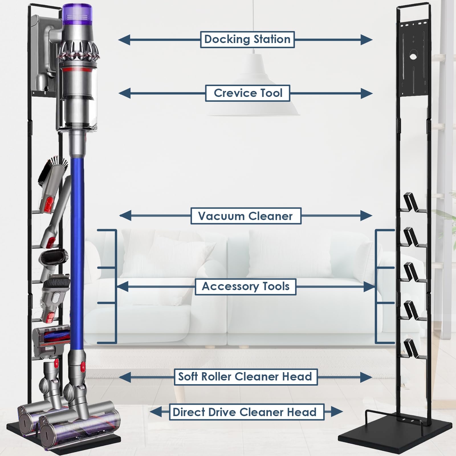 Lasvea Vacuum Stand For Dyson V6, V7, V8, V10, V11, V12, V15 Cordless Cleaners   Heavy Base Metal Bracket Holder With Trigger Lo