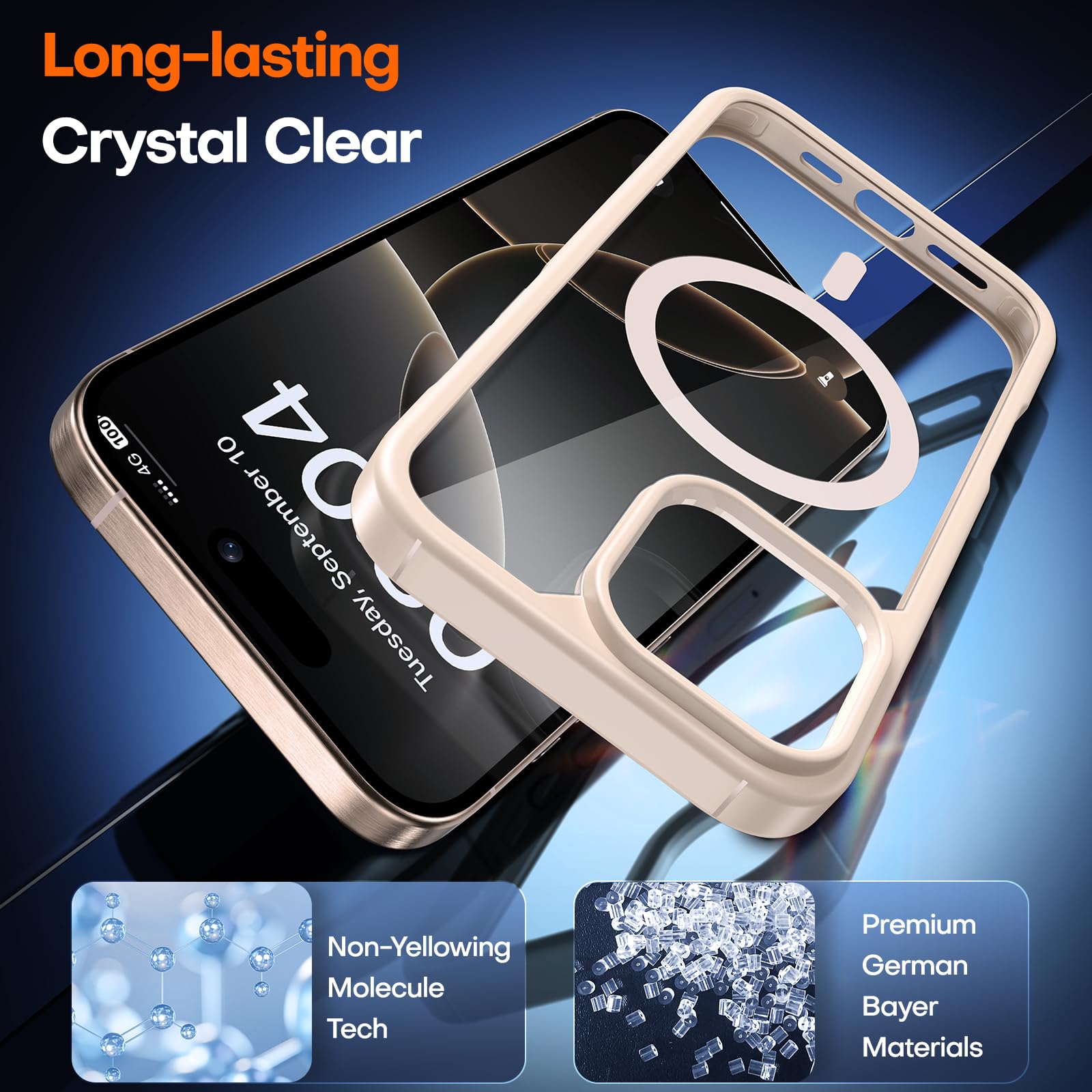 Tauri 3 In 1 For Iphone 16 Pro Case, Compatible With Magsafe [Not Yellowing] With 2X Screen Protectors, Military Grade Protectio