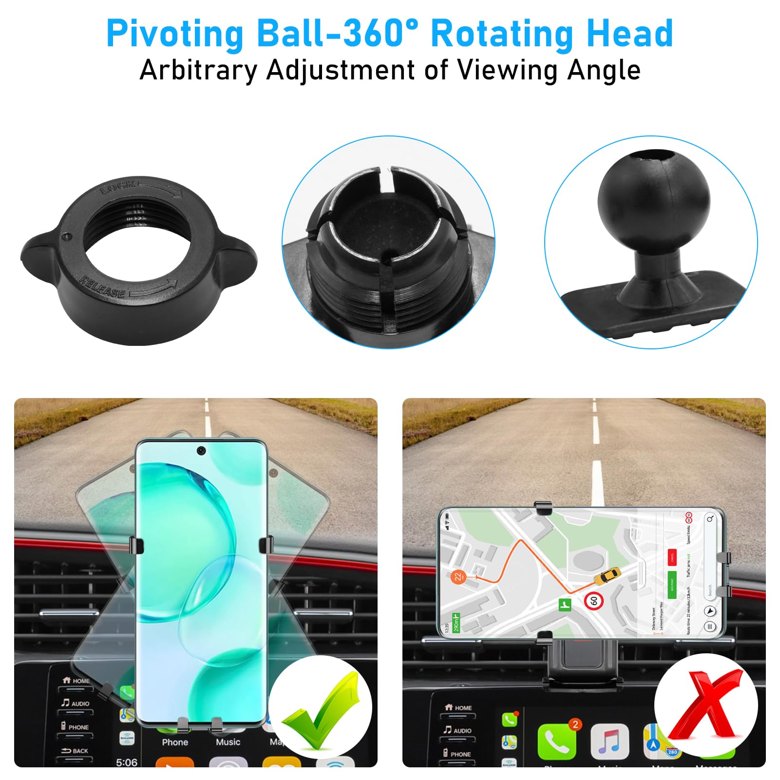 Apeser Compatible With Honda Civic Phone Holder 2016-2021,Mount Hazard Light Slot,For 10Th Gen Civic Air Vent Phone Mount Anti-S