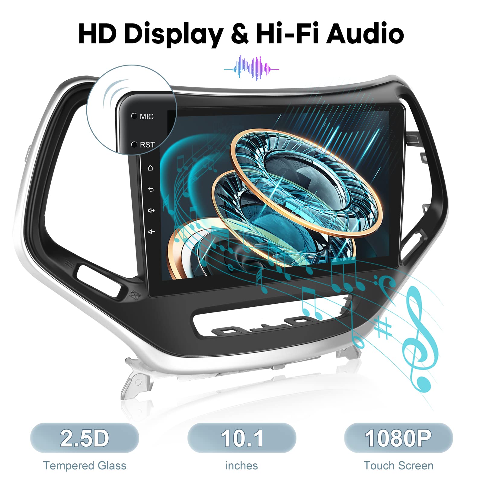 [2G+64G] Android 13 Car Radio For Jeep Cherokee 2013 2018, 10.1 Inch Touch Screen Car Stereo, Carplay/Android Auto/Hi Fi Audio/1