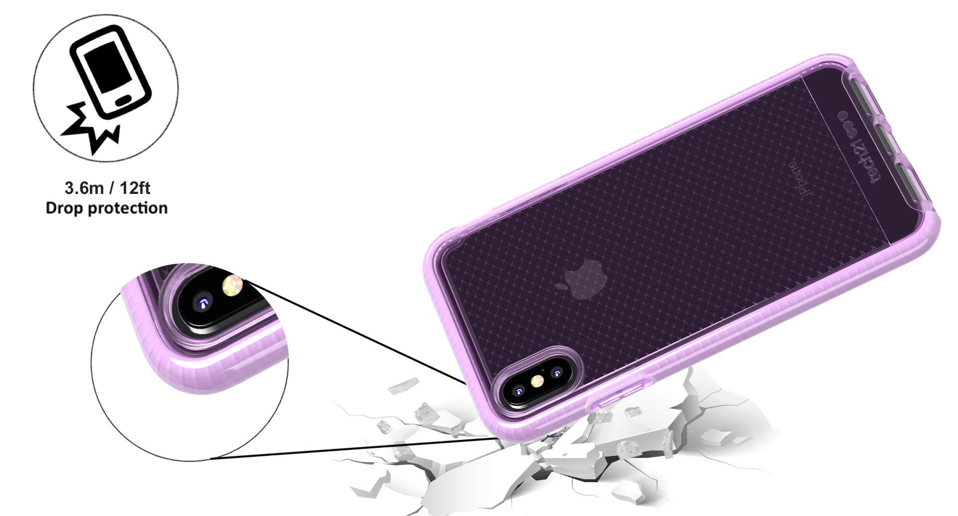 Tech21 Evo Check Apple Iphone Xs Max Phone Case With 12 Ft. Drop Protection   Orchid
