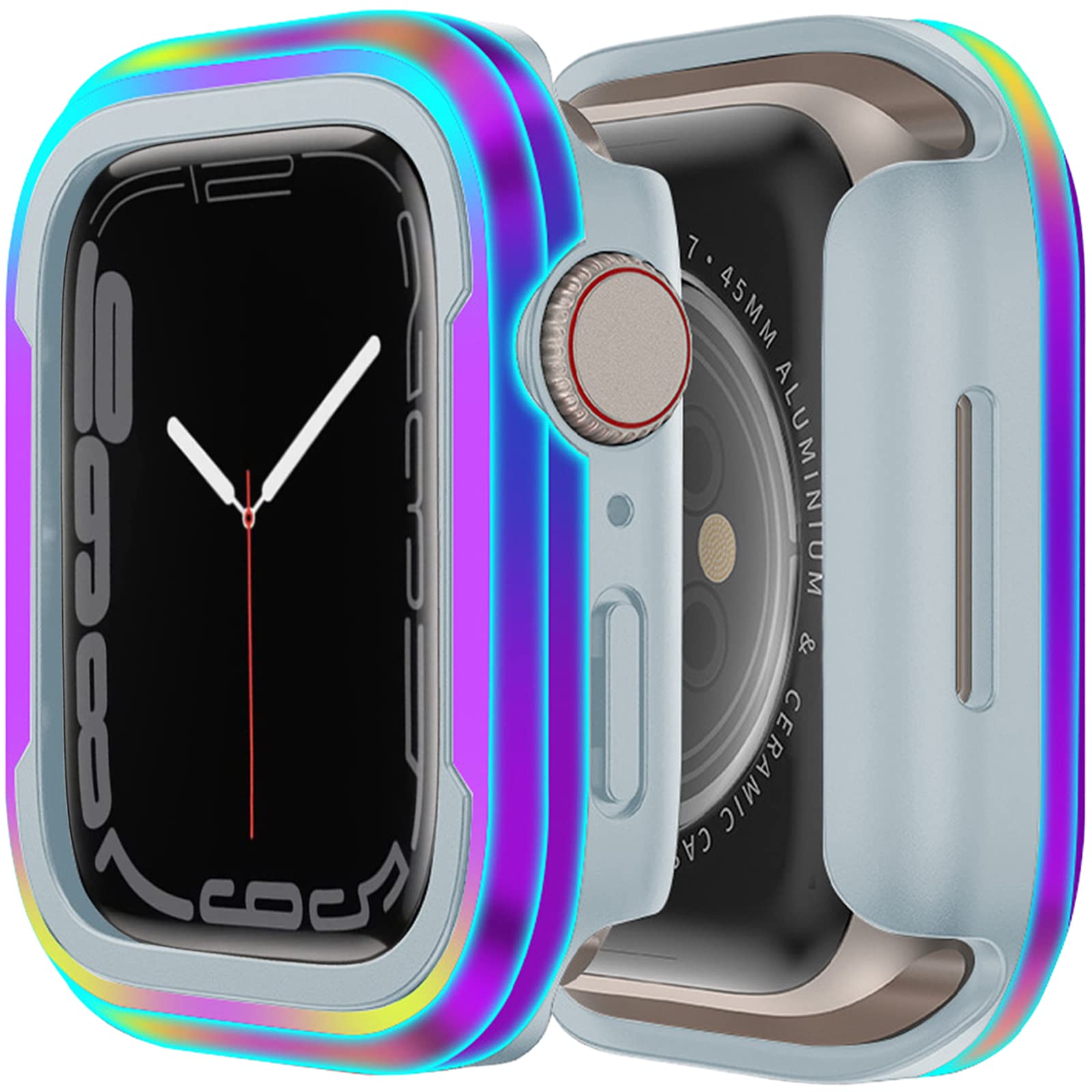 Ninki Compatible Aluminum Apple Watch Series9 Series8 Series7 Case 45Mm Colorful,Drop Resistant Tpu Cover Apple Watch 7 45Mm Pro