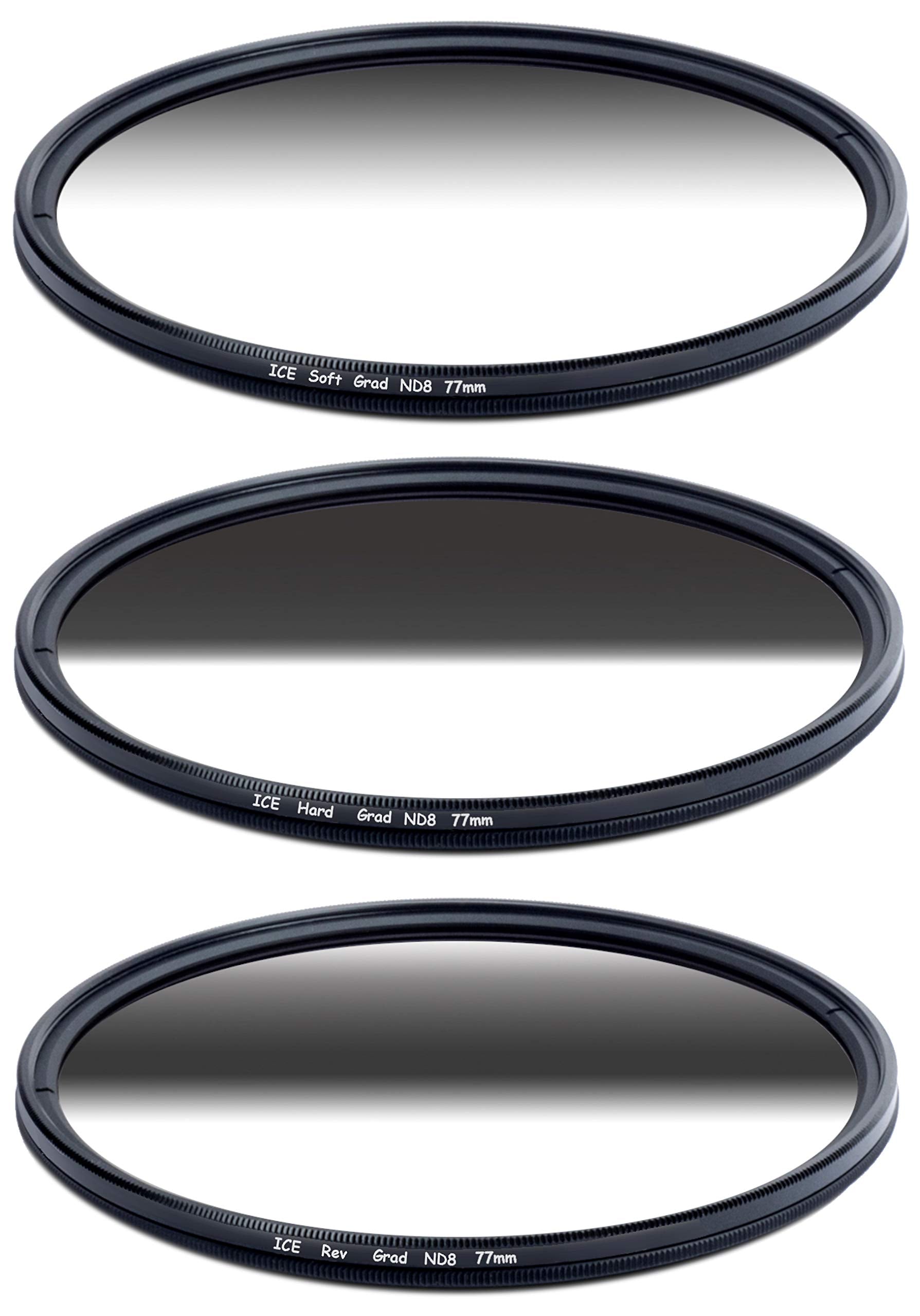 Ice 77Mm Grad Nd Set Reverse Hard Soft Nd8 Filter Neutral Density Nd 77 3 Stop Optical Glass