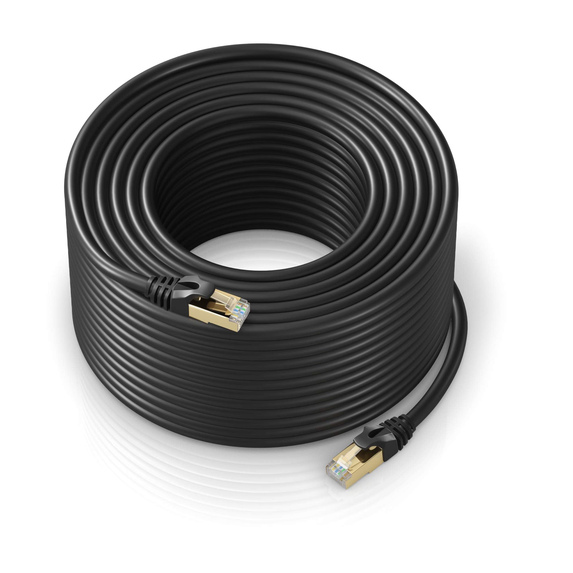 Cat 7 Ethernet Cable 300 Ft   Internet & Network Lan Patch Cable, Rj45 Connectors   300Ft / Black   Perfect For Gaming, Streaming, And More