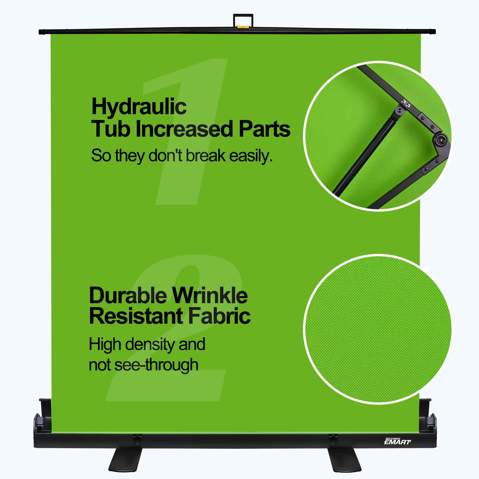 Emart Upgrade Green Screen, 61X72In Collapsible Chroma Key Panel For Background Removal, Portable & Retractable Wrinkle Resistant Backdrop With Stand For Streaming, Photographic Studio, Tiktok