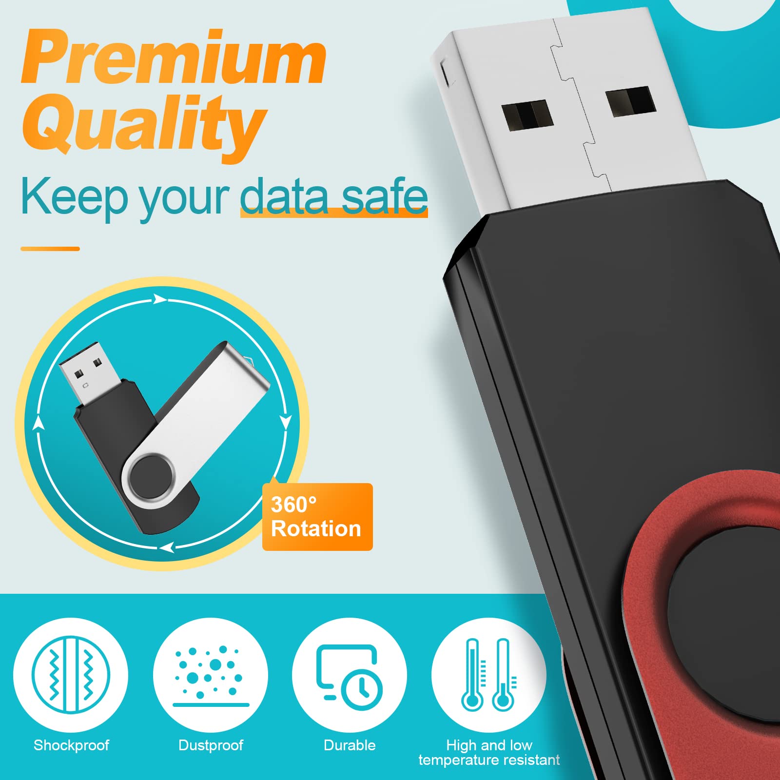 1Gb Flash Drive Pack Of 10   Metal Usb 2.0 Memory Sticks   Swivel Pendrive   Portable Keychain   Red