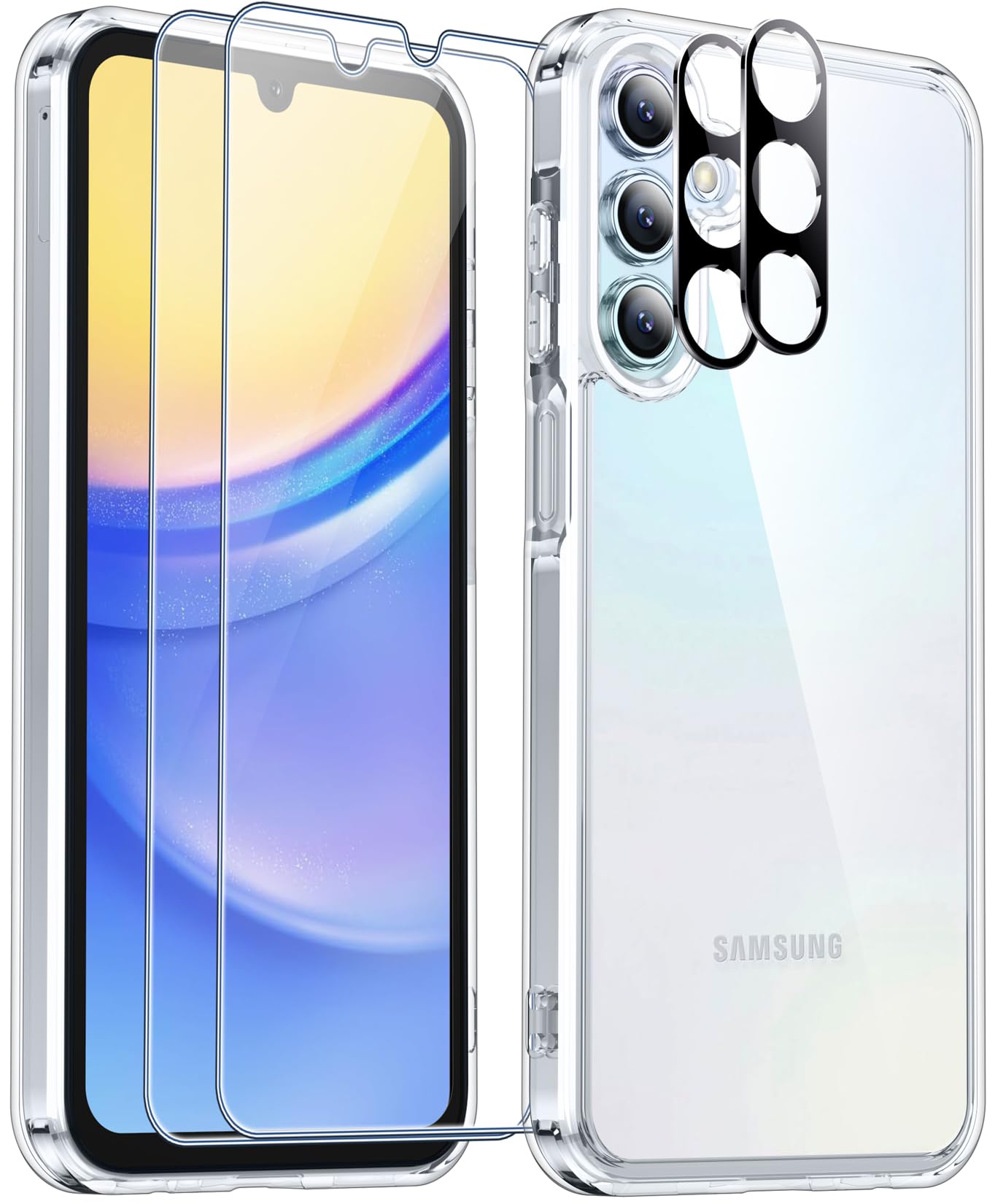 Spidercase For Samsung Galaxy A15 5G Case, [10 Ft Military Grade Drop Protection][Not Yellowing][2 Pcs Screen Protectors & Camer