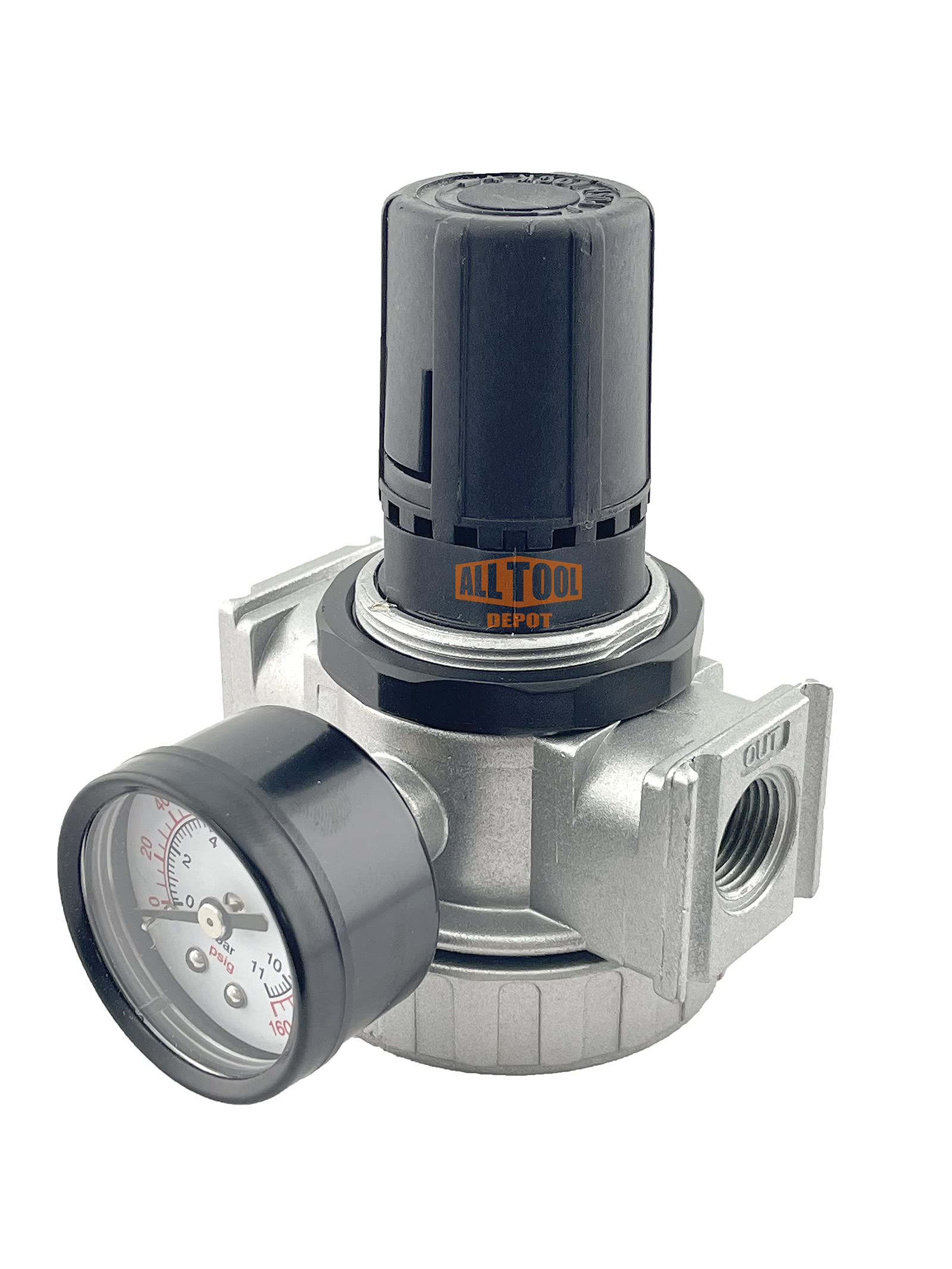 3/8    Npt Mid Flow In Line Compressed Air Pressure Regulator For Air Compressor, 7 To 150 Psi Adjustable