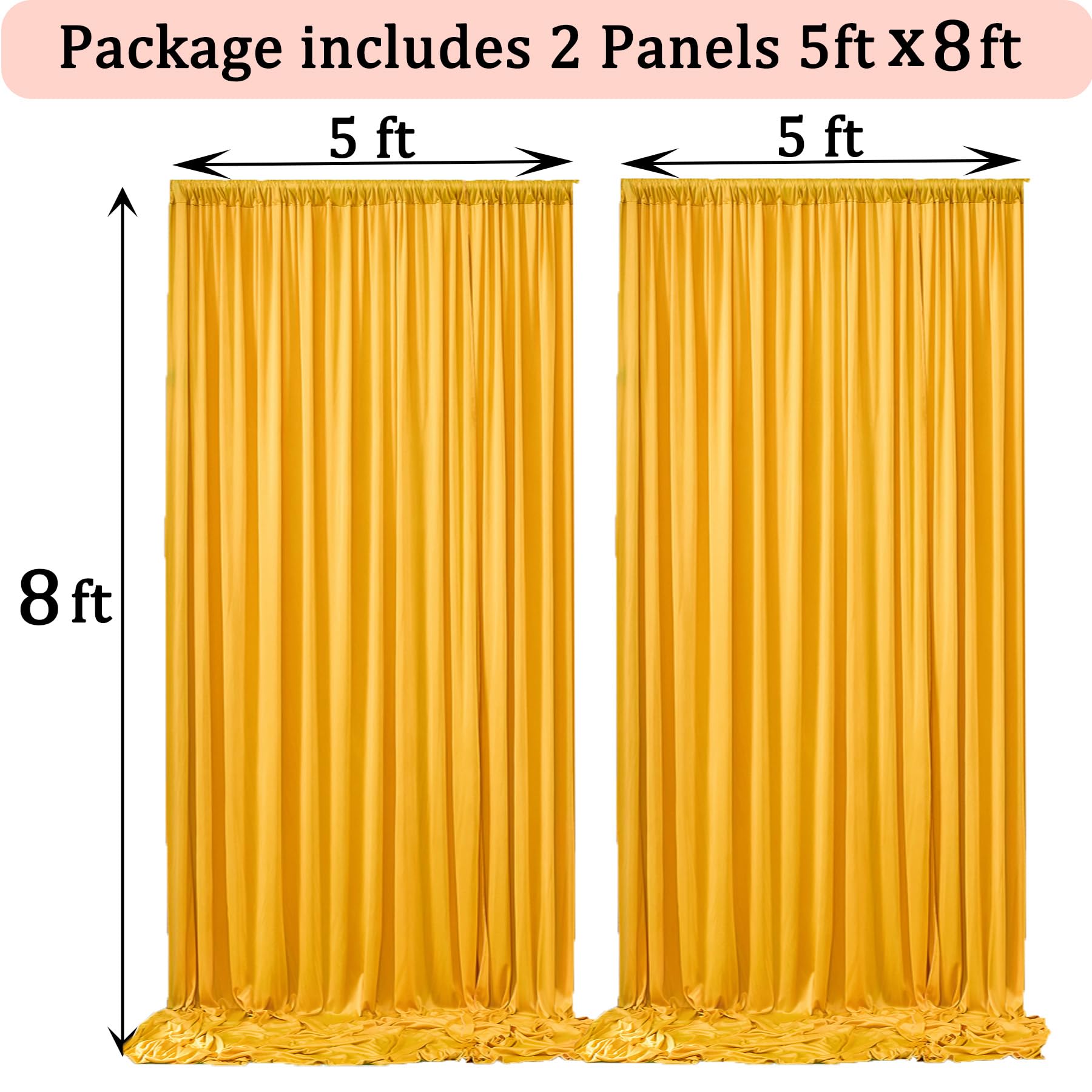 10X8 Ft Wrinkle Free Mustard Yellow Backdrop Curtains For Parties, Thick Polyester Yellow Photo Backdrop Drapes For Weddings Bir