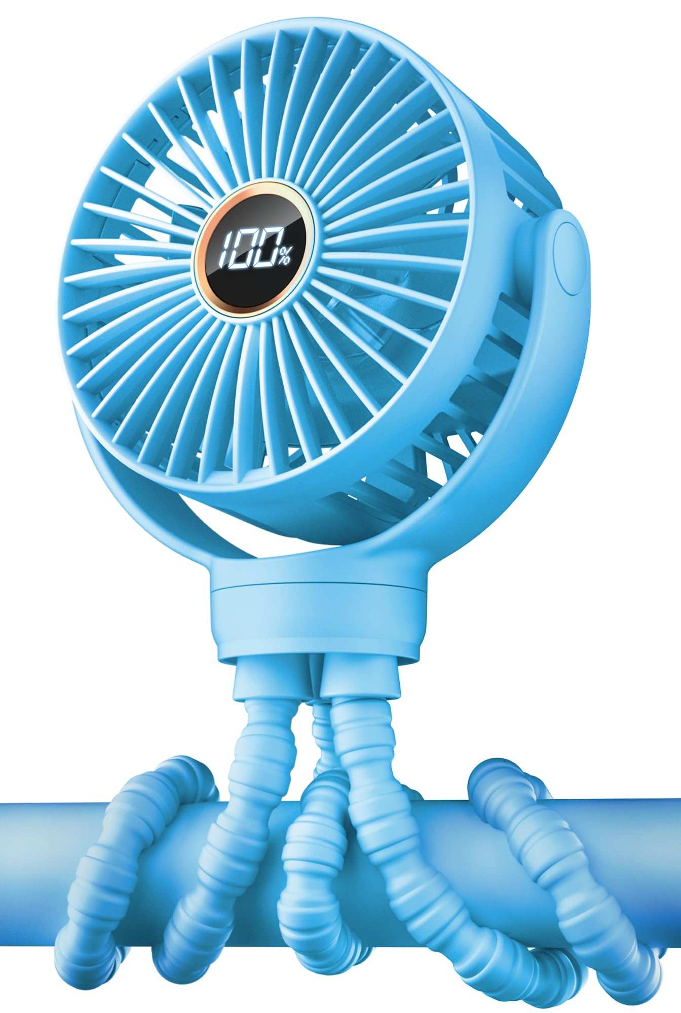 Kidee Stroller Fan, Portable Fan, Mini Baby Fan Battery Powered, Led Display With 3 Speeds, Small Clip On Fan Desk Fans Usb Rech