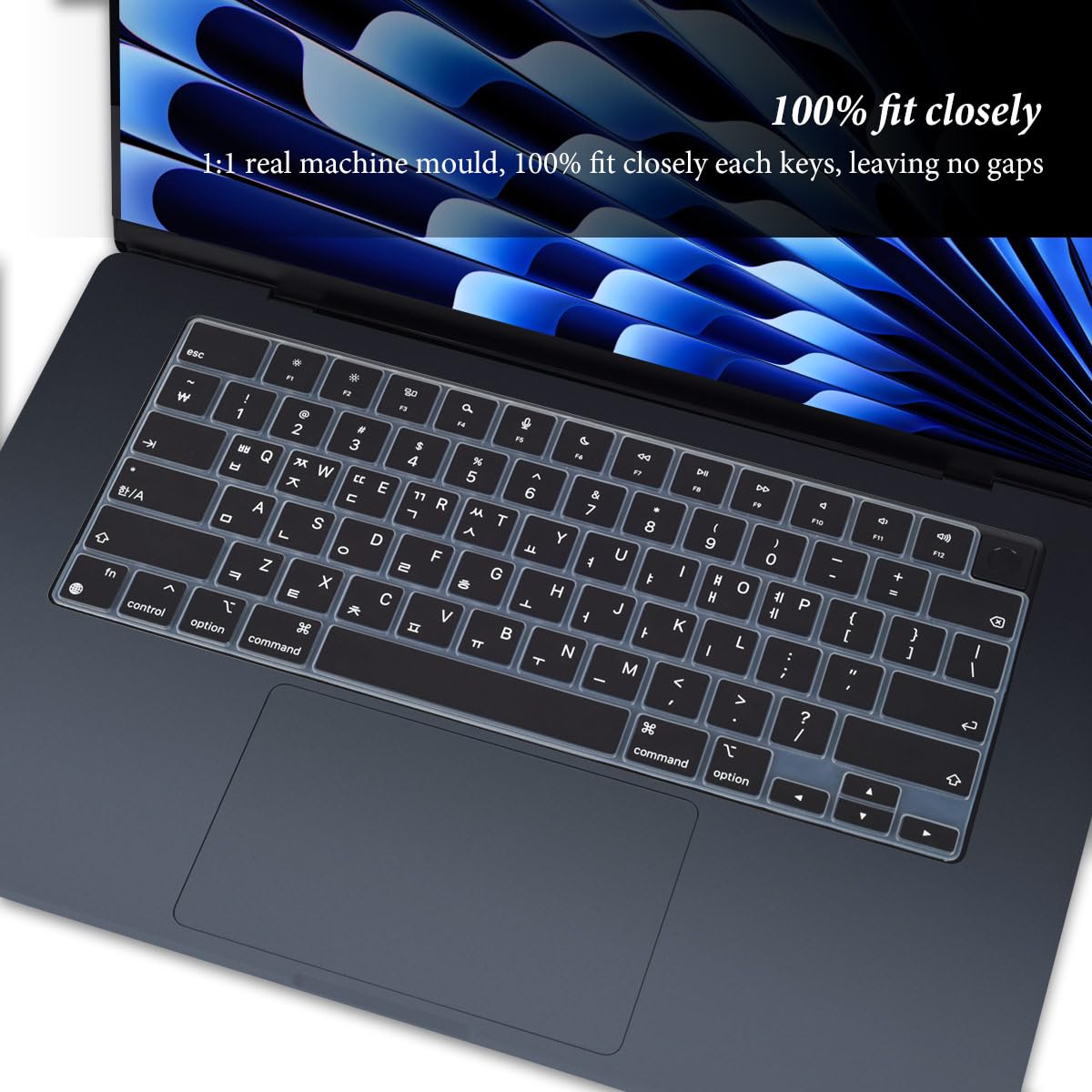 Korean Keyboard Cover For Apple 2024 2023 Macbook Air Laptop With M3 M2 Chip 15.3 Inch A3114 A2941,Macbook Air 13.6 Inch A3113 A