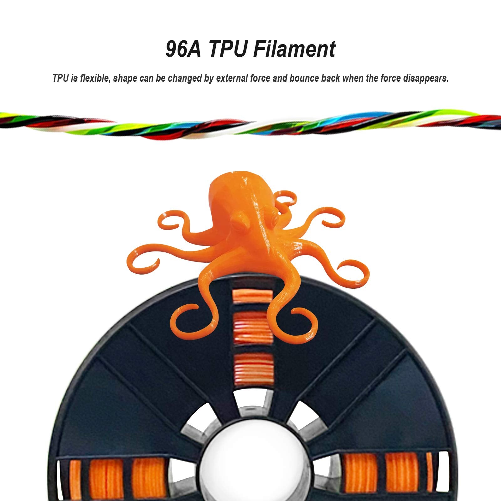 Novamaker Tpu Filament 1.75Mm, Orange Flexible Tpu 3D Printer Filament With 20G Cleaning Filament, 2.0Lbs Spool, Dimensional Acc