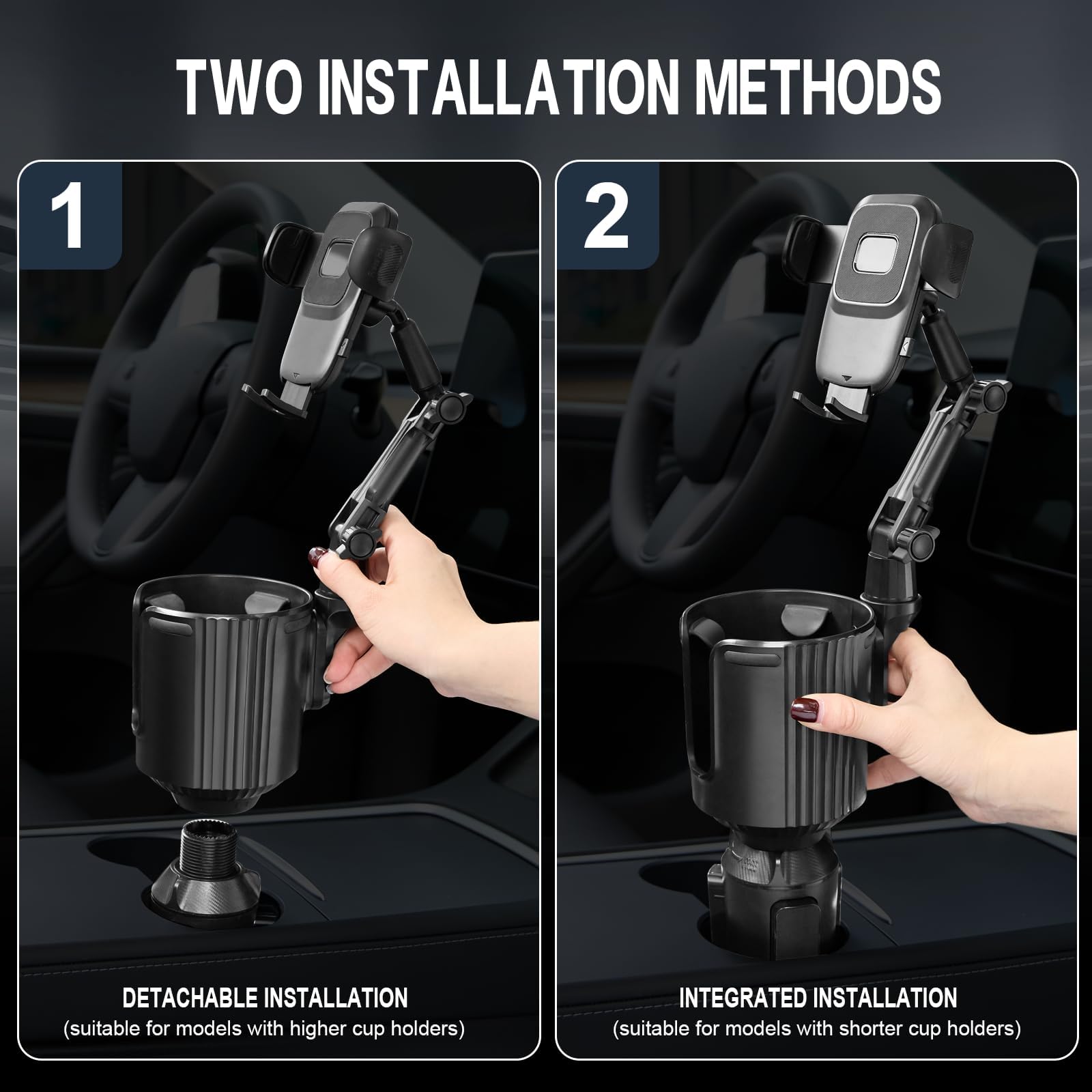 This Hill Upgraded Cup Holder Phone Mount, 2 In 1 Universal Adjustable Long Neck, Compatible With Iphone 14 Pro Max/Se/8/7/6, Sa