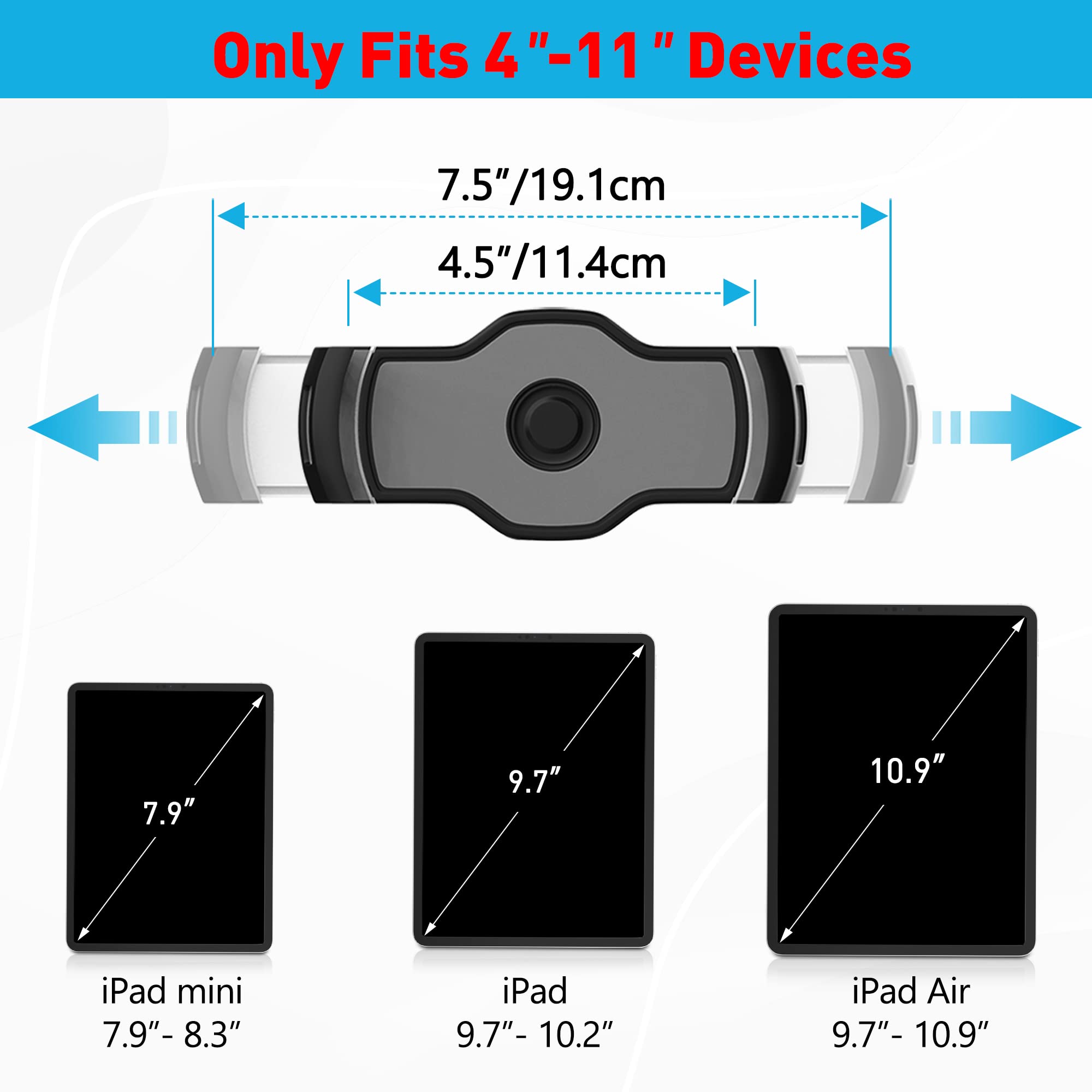 AboveTEK Tablet Stand, Multi Angle Adjustable iPad Stand Holder, 360� Swivel iPad Stand Aluminum Desk Mount Fits 4� 11'(Diagonal) iPad/Mini/Air/Pro for Business Kiosk Office � Black