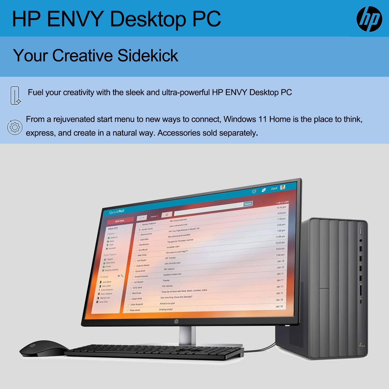 Hp Envy Desktop, Intel Core I7-13700, 16Gb Ram, 1Tb Ssd, Sd Card Reader, Hdmi, Vga, Rj45, Wired Keyboard & Mouse, Wi-Fi 6, Windo