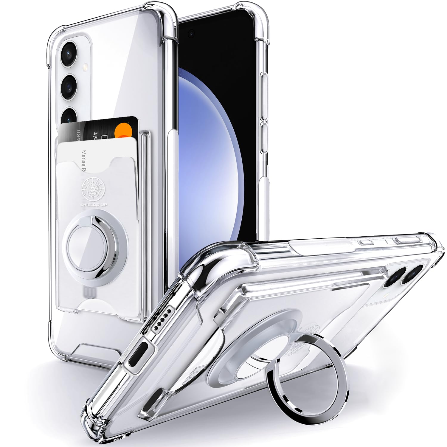 Shields Up for Samsung Galaxy S23 FE Case, Minimalist Wallet Case with Card Holder & Ring Stand, [Drop Protection] Slim Protecti