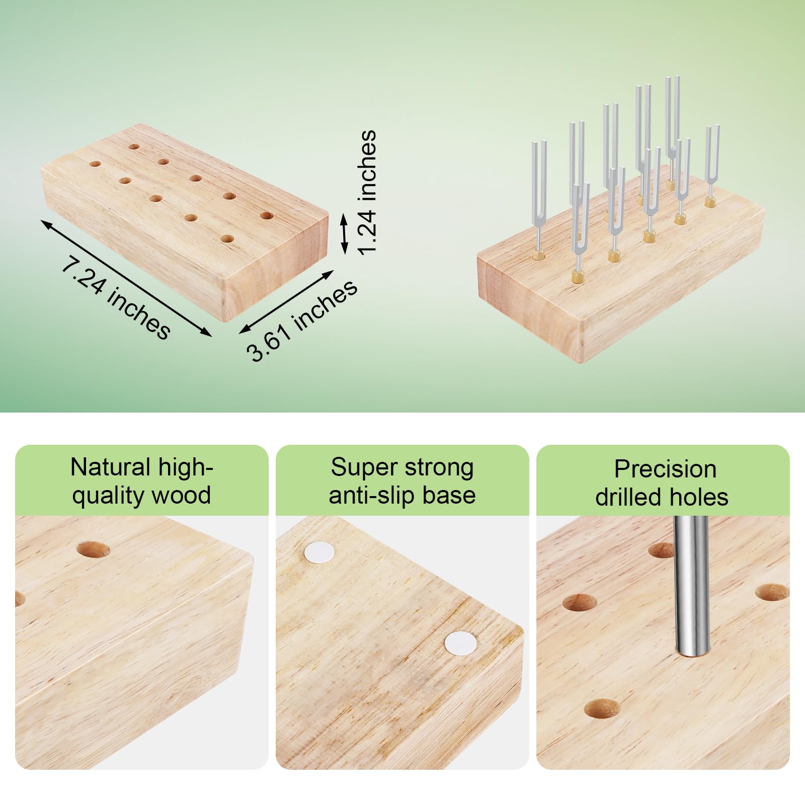 Wooden Tuning Fork Holder   Holds Up To 10 Tuning Forks For Convenient Storage