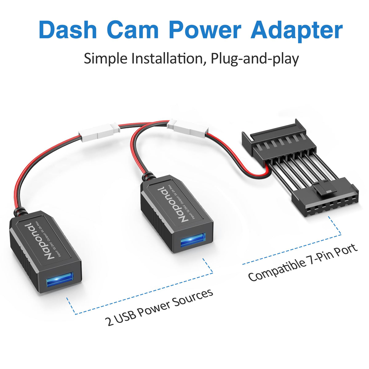 Naponal Gps Dash Cam Power Adapter, (7Pin Type B Connector)Mirror Came ...