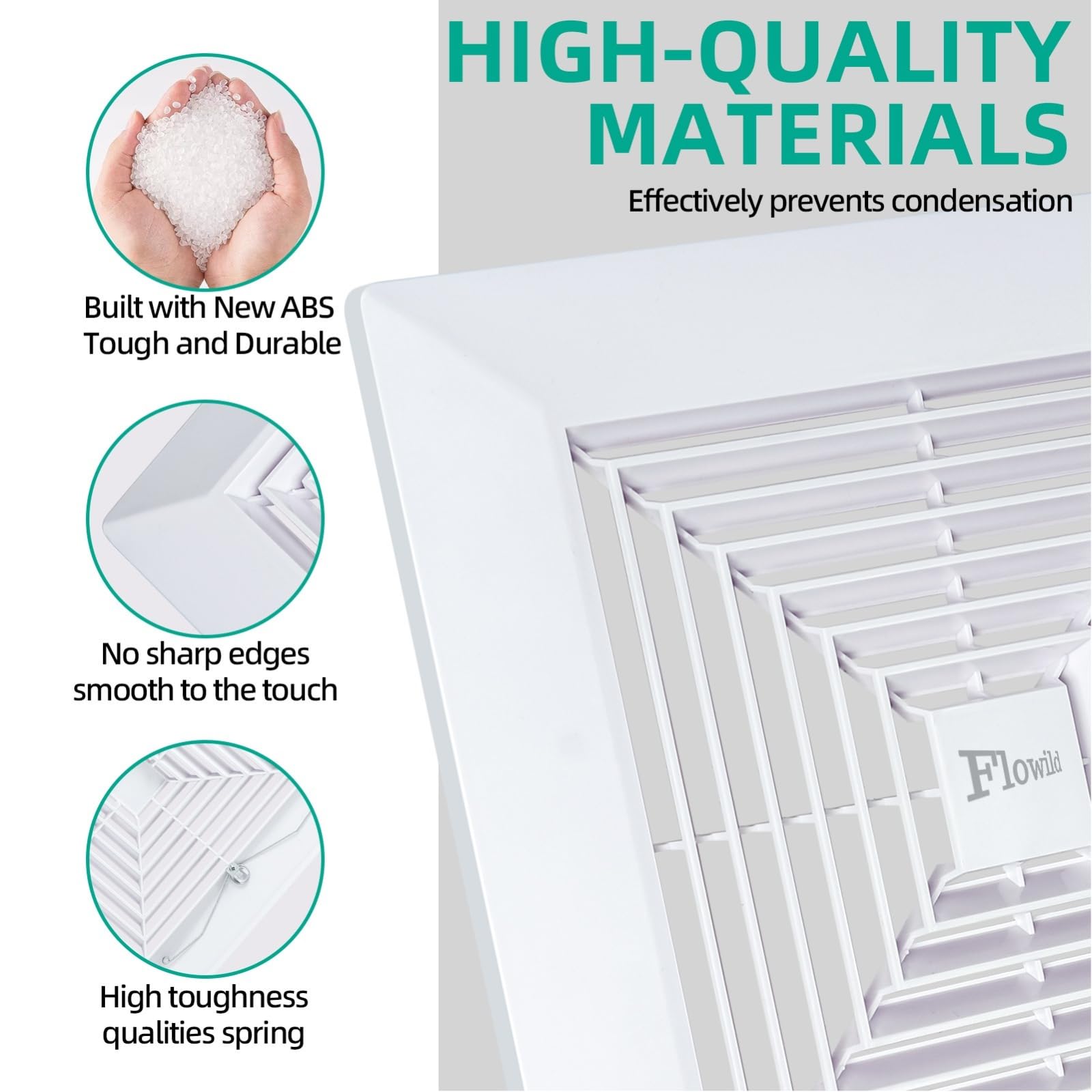 Flowild 2 Pack 9X9 Bathroom Exhaust Fan Cover With Springs Replacement Parts For Square Ceiling Or Wall Mount Exhaust Fan, Bathr