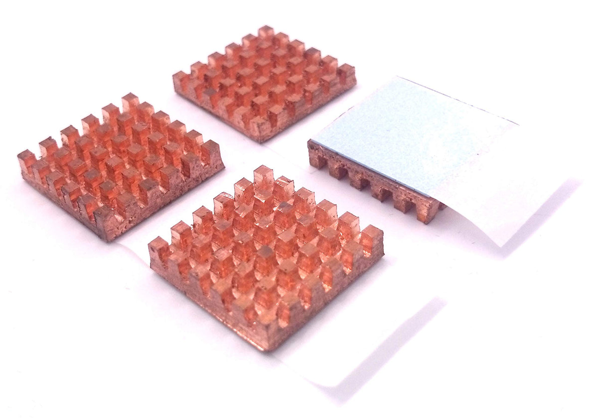 Easycargo 25Mm Copper Heatsink Kit 25Mmx25Mmx4Mm+ Pre Applied 3M 8810 Thermal Conductive Adhesive Tape, Cooler Heat Sink Set For