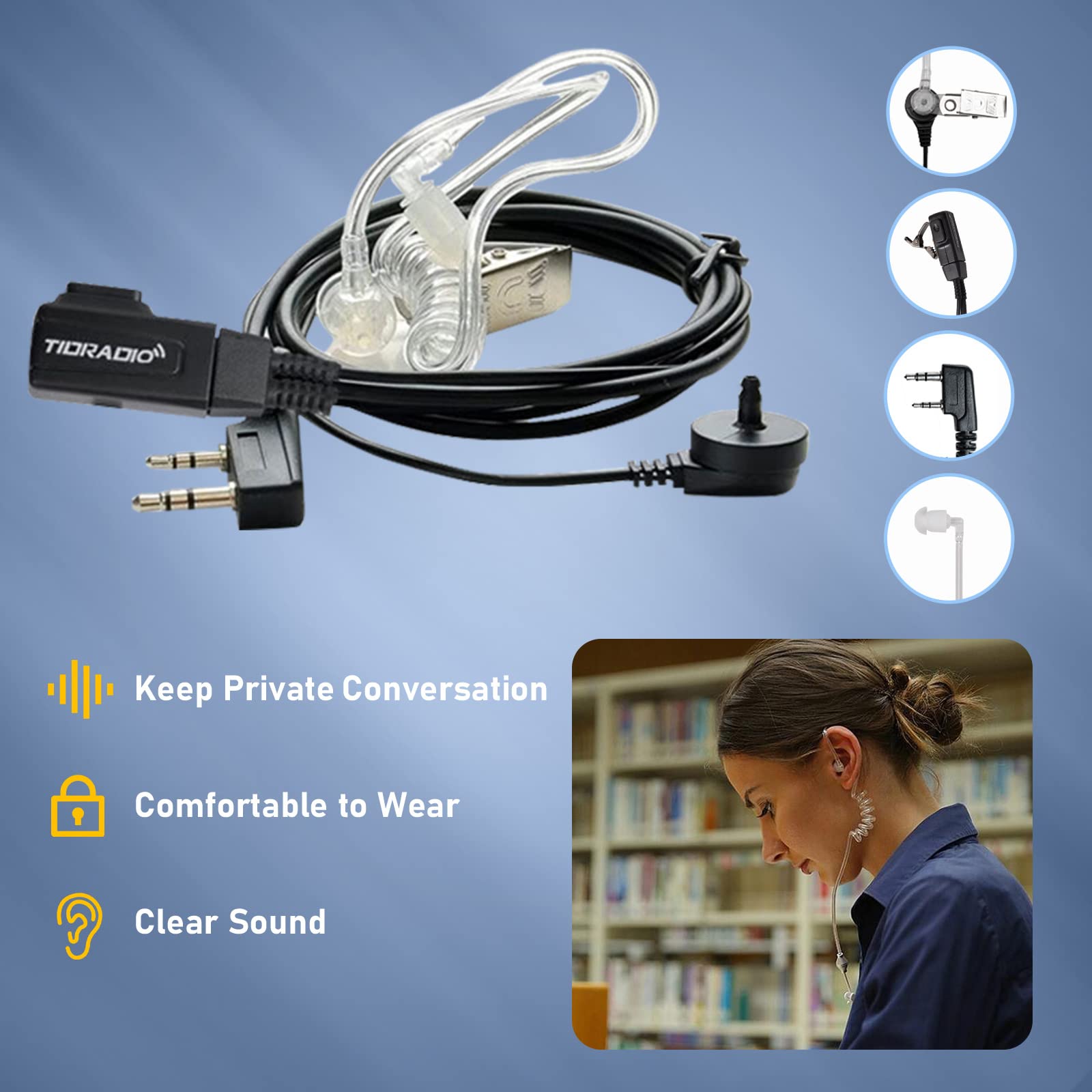 Tidradio Td M8S 2 Way Radio Walkie Talkies Rechargeable Vox License Free Two Way Radio With Earpiece Walkie Talkies For Adults S