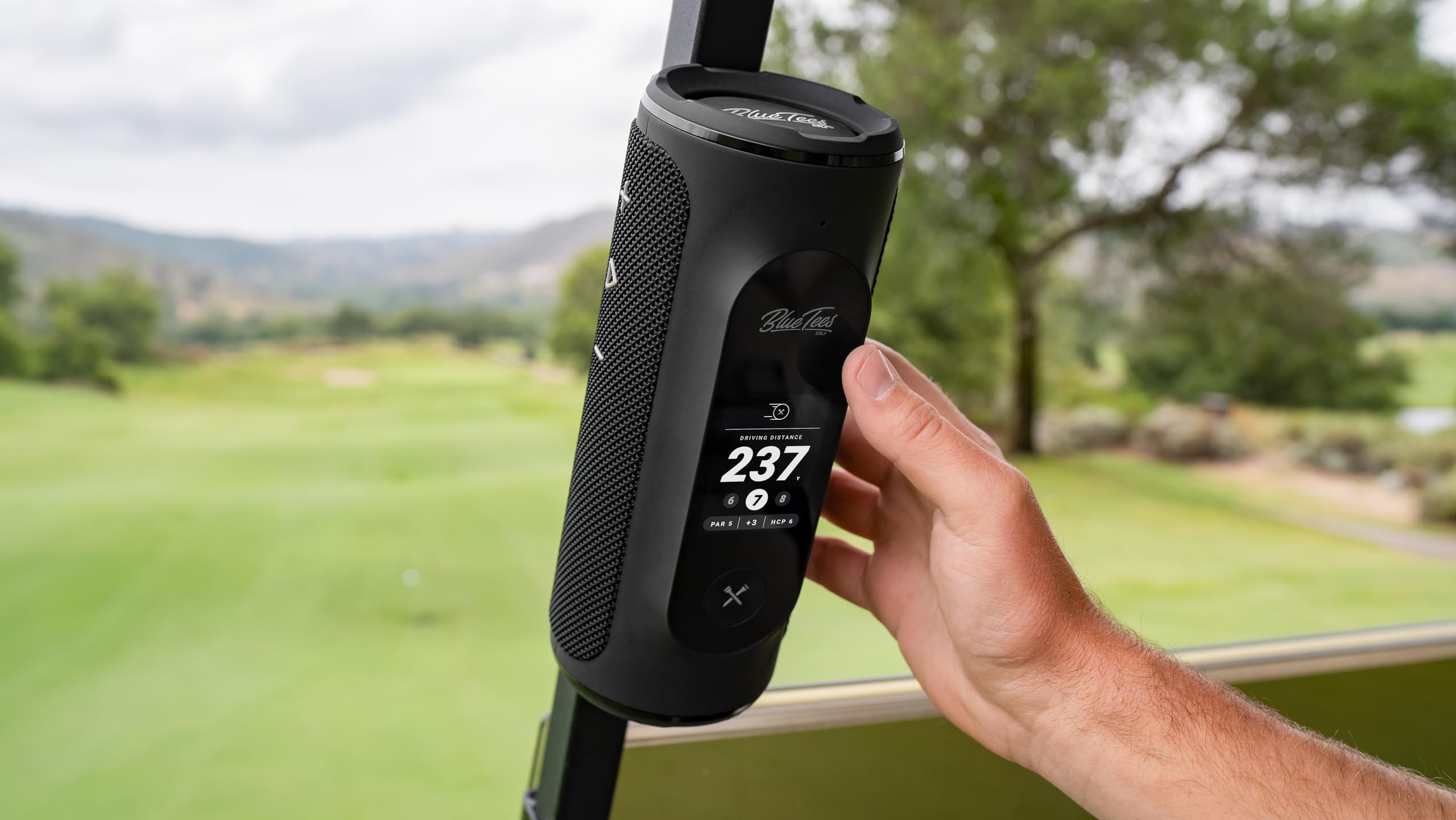 Blue Tees Golf Player+ Gps Speaker With Touch Screen Display, 10+ Hours Battery, 40,000+ Courses, Visual + Audible Distance, Hazard Distance   Ipx7 Waterproof (Black)