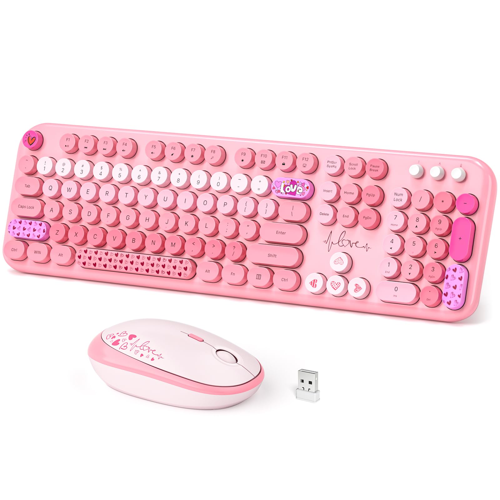 Dilter Wireless Keyboard and Mouse, Typewriter Full Size Keyboard with Number Pad and 2 in 1 USB Connected Mouse for Windows 7/8