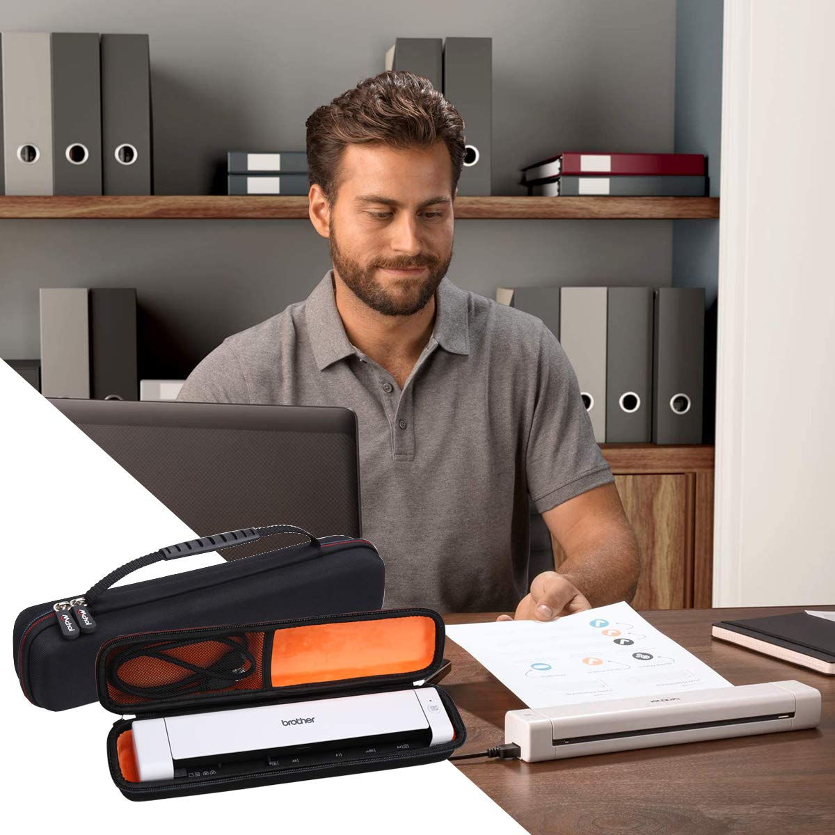 Mchoi Portable Eva Travel Case For Brother Ds 740D/Ds 640/Doxie Go Se Wi Fi Scanner,Case Only