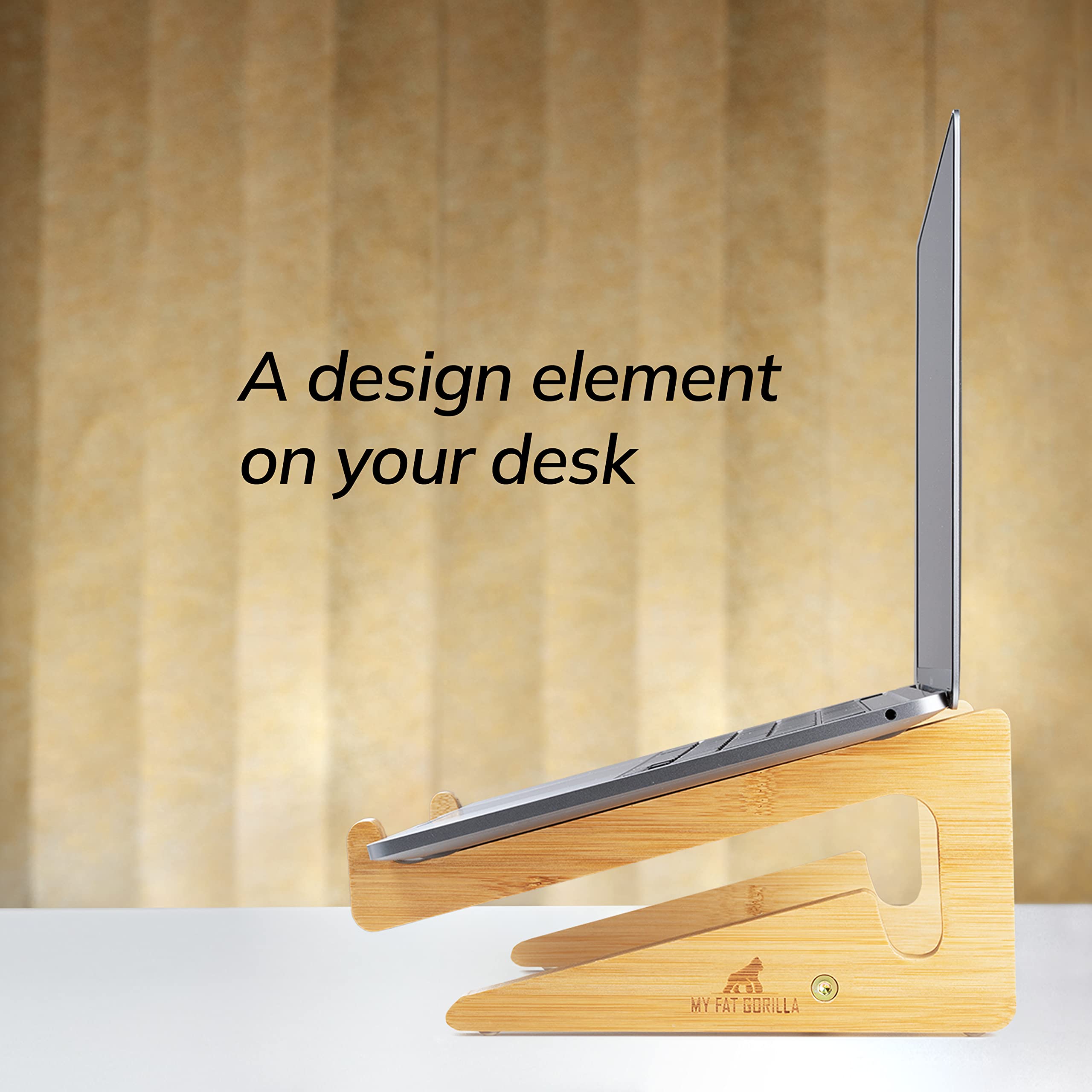 My Fat Gorilla   Wooden Laptop Stand, Wood Computer Stand, Bamboo Laptop Stand Compatible With 10 15'', Universal Laptop Shelf,