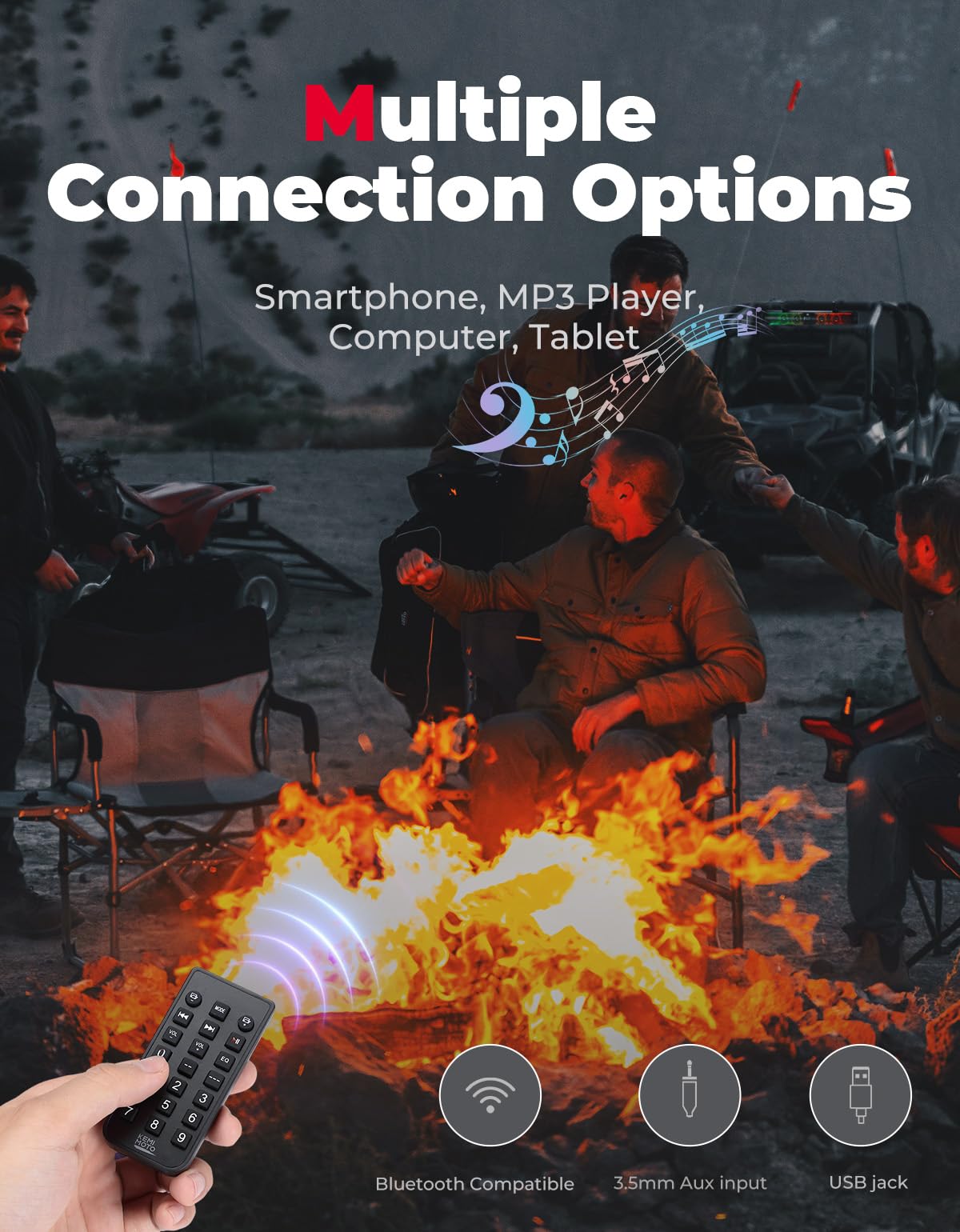 Kemimoto Utv Sound Bar 28 Inch Sxs Speaker Rgb Wireless Control Bluetooth Compatible With 2X Tweeter And 4X Subwoofer Compatible