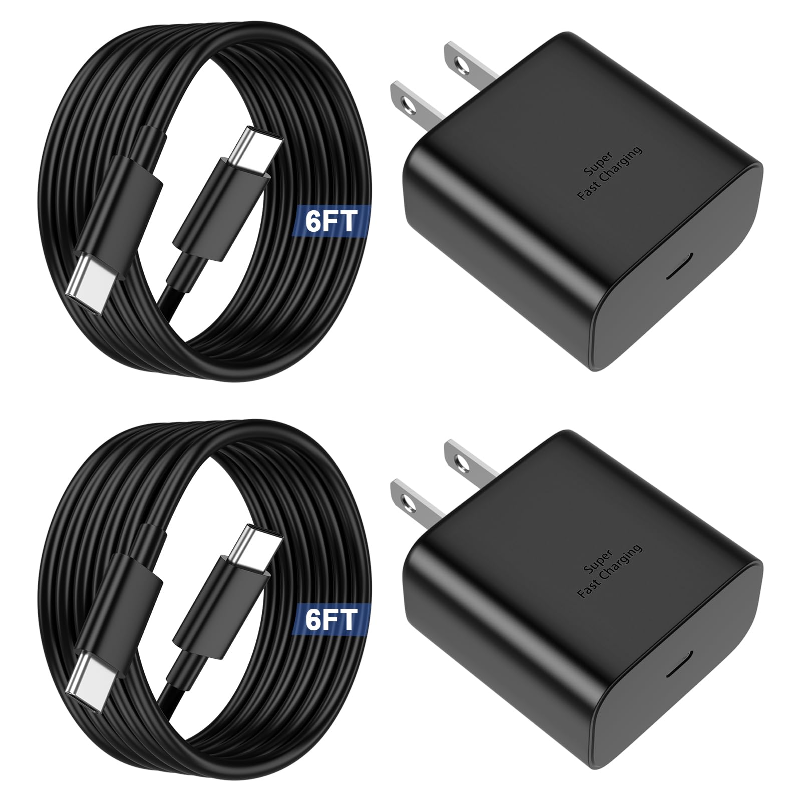45W Fast Charger Usb C For Sam Sung 2Pack Fast Charging With 6Ft Type C Cable For Sam Sung Galaxy S24 Ultra S23 Ultra,S24/S24+/S23/S22/S21,Z Fold 5 6/Z Flip 5 6,Galaxy Tab S9/S8/S7 Pps Wall Charger