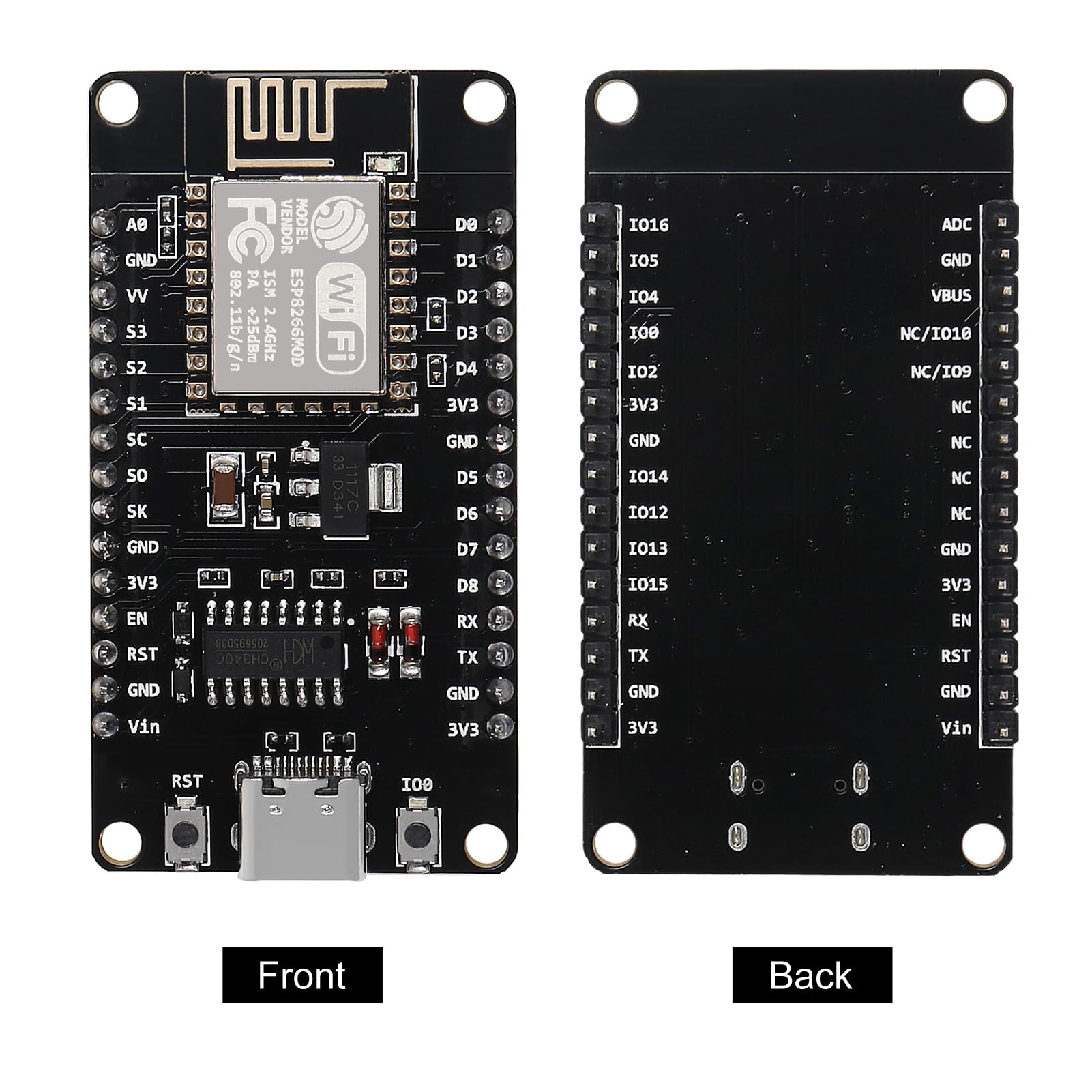Aceirmc 3Pcs Type C Esp8266 Serial Wireless Module Ch340 Nodemcu V3 Lua Wifi Internet Of Things New Version Development Board Co