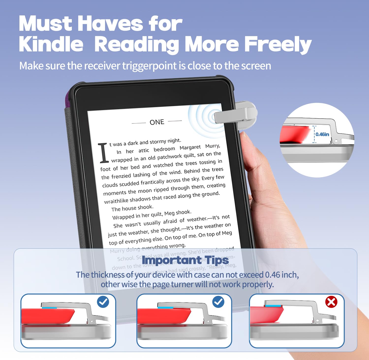 Jimzoo Remote Control Page Turner For Kindle Paperwhite Oasis Kobo Ereaders, Remote Camera Shutter And Video, Page Turner Clicke