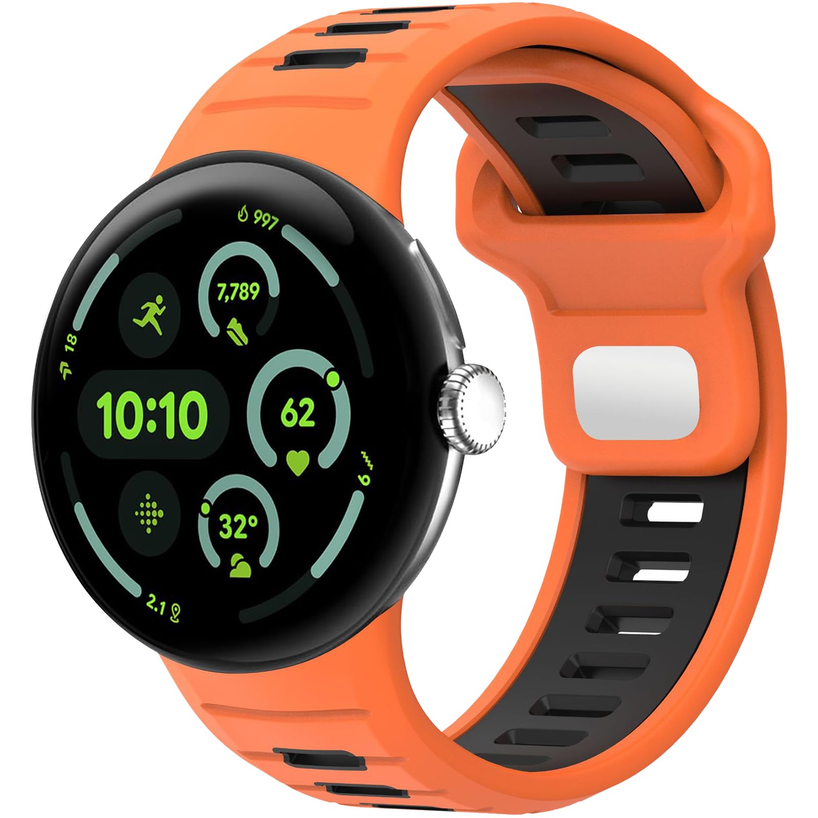 Miimall classy Band Compatible for Google Pixel Watch 4 (2025)/3 45mm Bands, Mens Soft Silicone Sport Strap Breathable Loop Uni