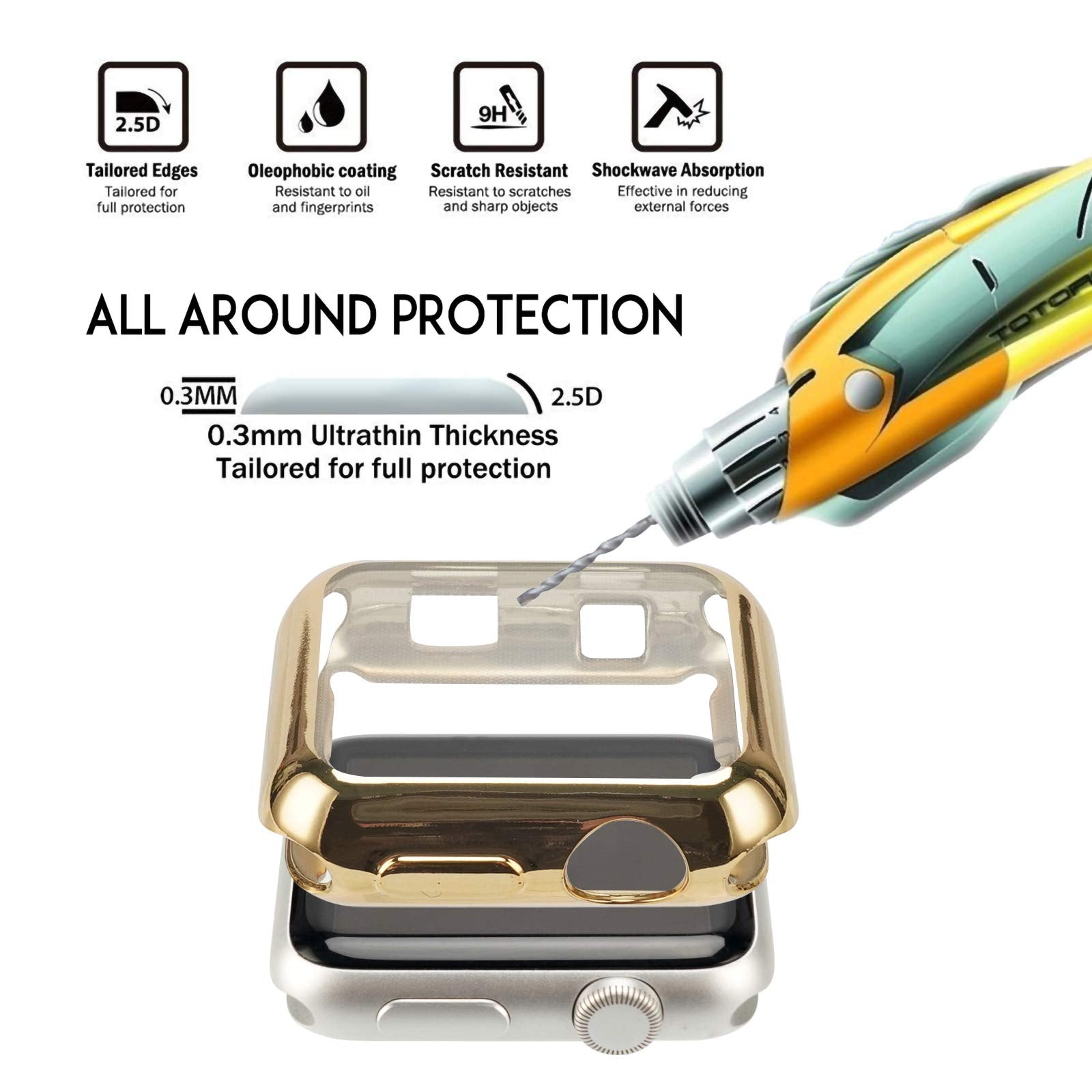 Tranesca 8 Pack 44Mm Watch Case With Built In Hd Clear Ultra Thin Tpu Screen Protector Cover Compatible With Apple Watch Series