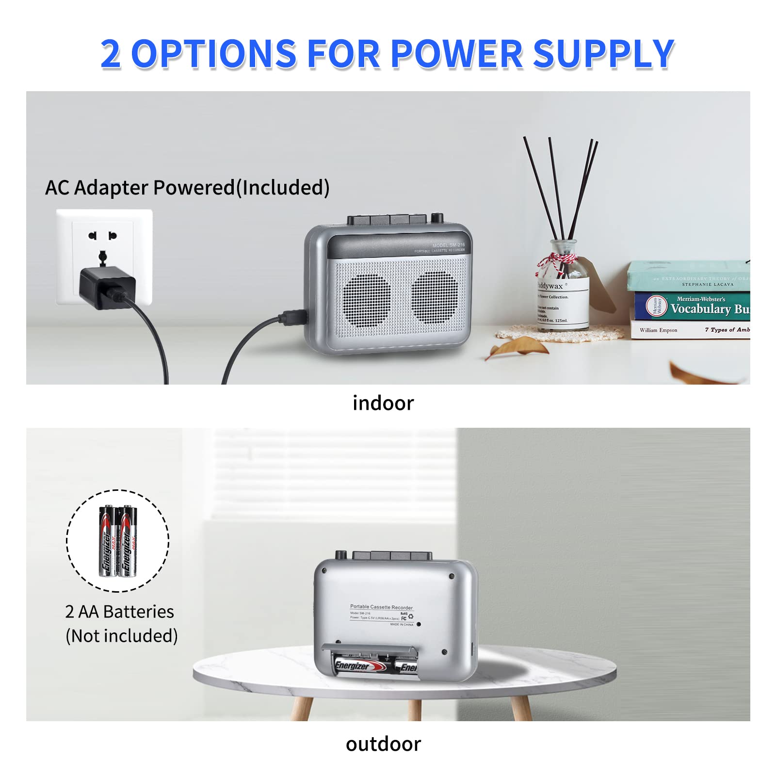 Portable Cassette Player Recorder With Bluetooth Transmitter, Walkman Cassette Tape Player With Headphone Jack, Build In Speaker