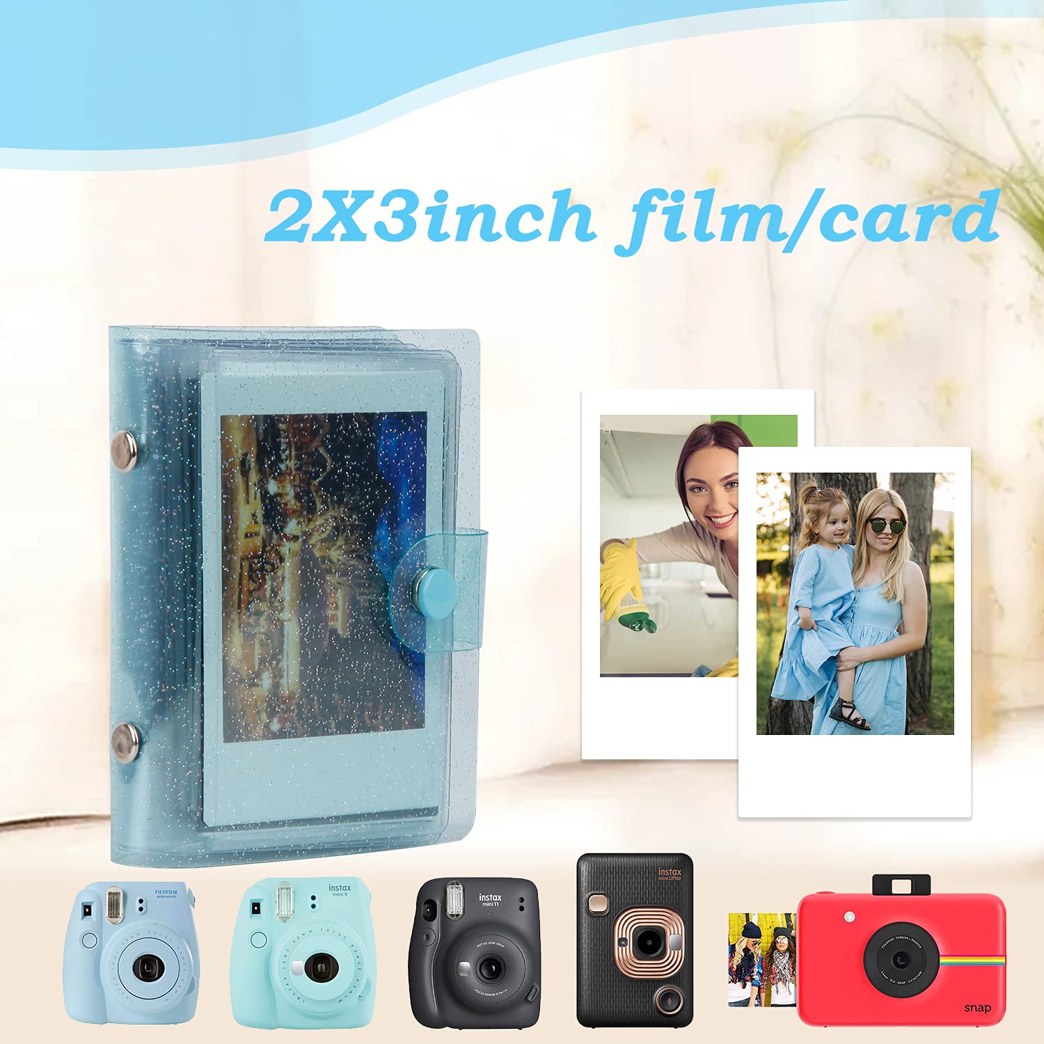 2Packs 36 Pockets 2X3 Small Photo Album For Fujifilm Instax Mini 12 11 9 8+ 8 7S 99 90 70 50S 40 26 25 Camera, Polaroid Snap, Z2