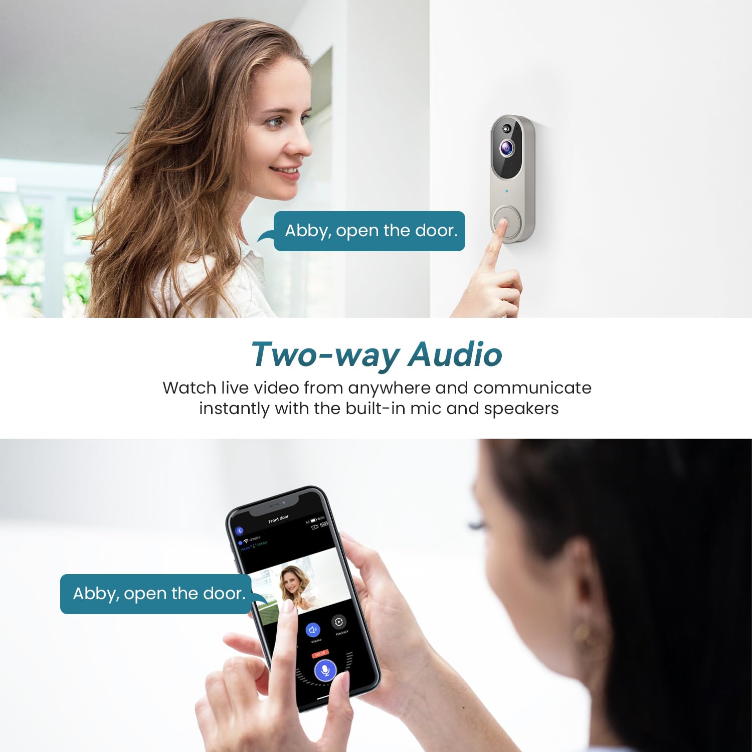 Wireless Wi-Fi Video Doorbell Camera With Two Way Audio, Ai Motion Detection, Night Vision And Cloud Storage, 2.4G Wi-Fi Only (L