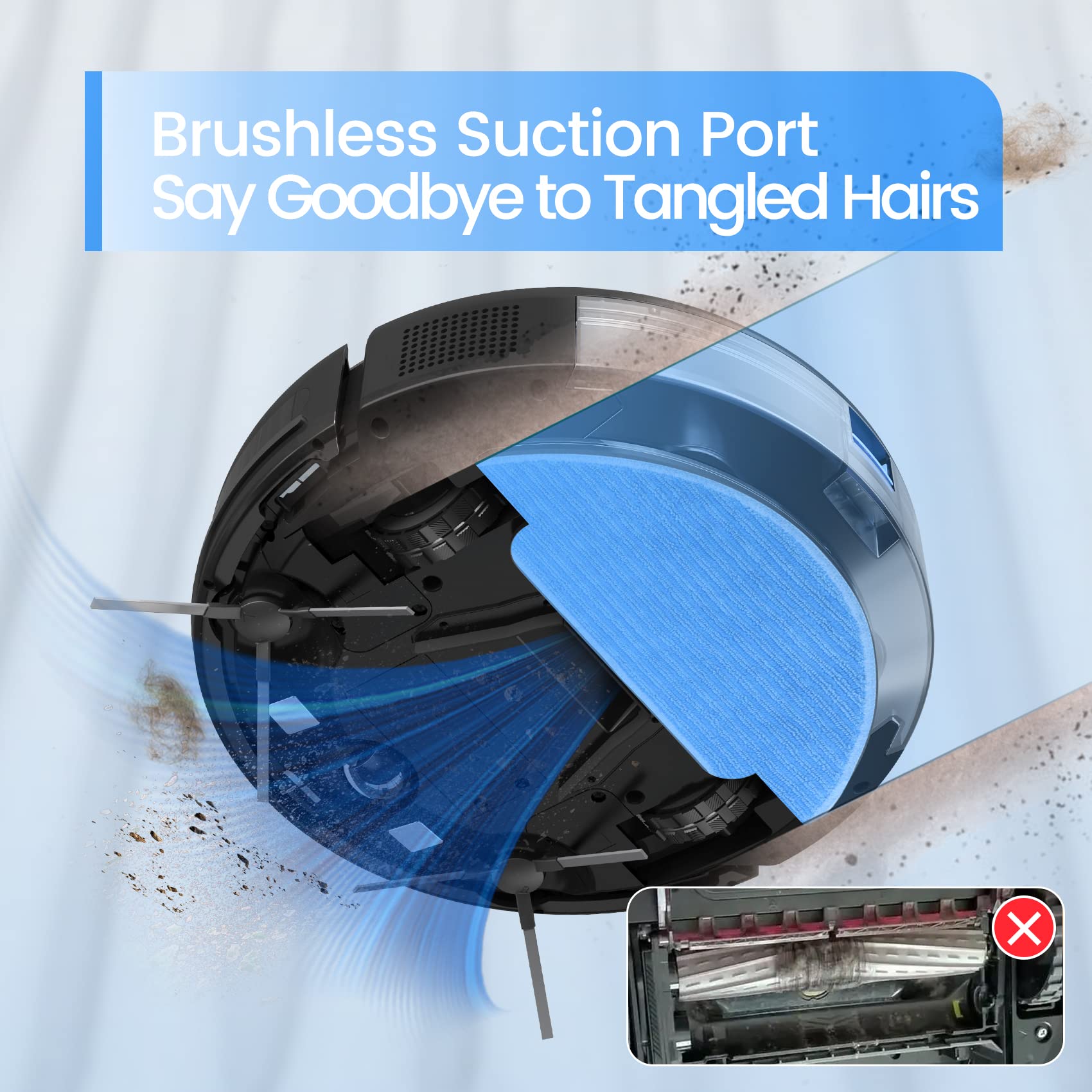 Thamtu Robot Vacuum And Mop Combo, 130Min Runtime, App&Voice Control, Ultra Thin, Tangle Free, Self Charging Robotic Vacuum Clea