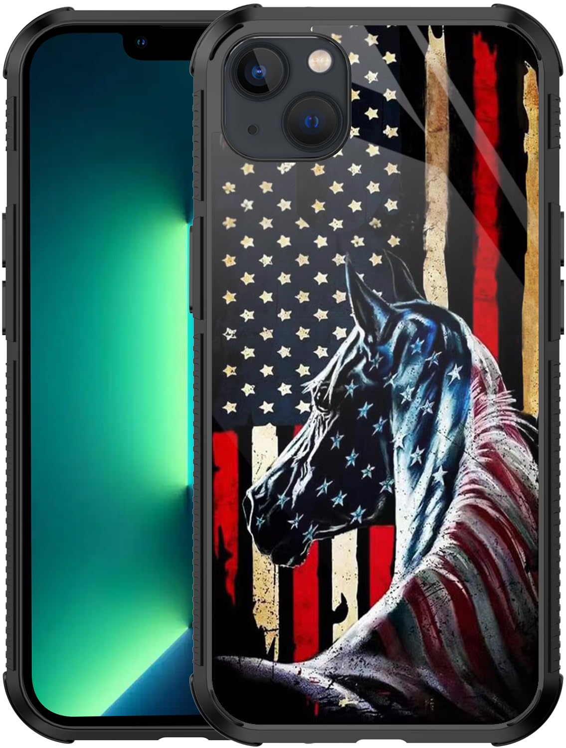 Zhuxuxitt Case For Iphone 14/13 Case,Flag Horse Case For Iphone 14/13 Design For Men Boys [Anti-Scratch] Non-Slip+Shockproof Rug