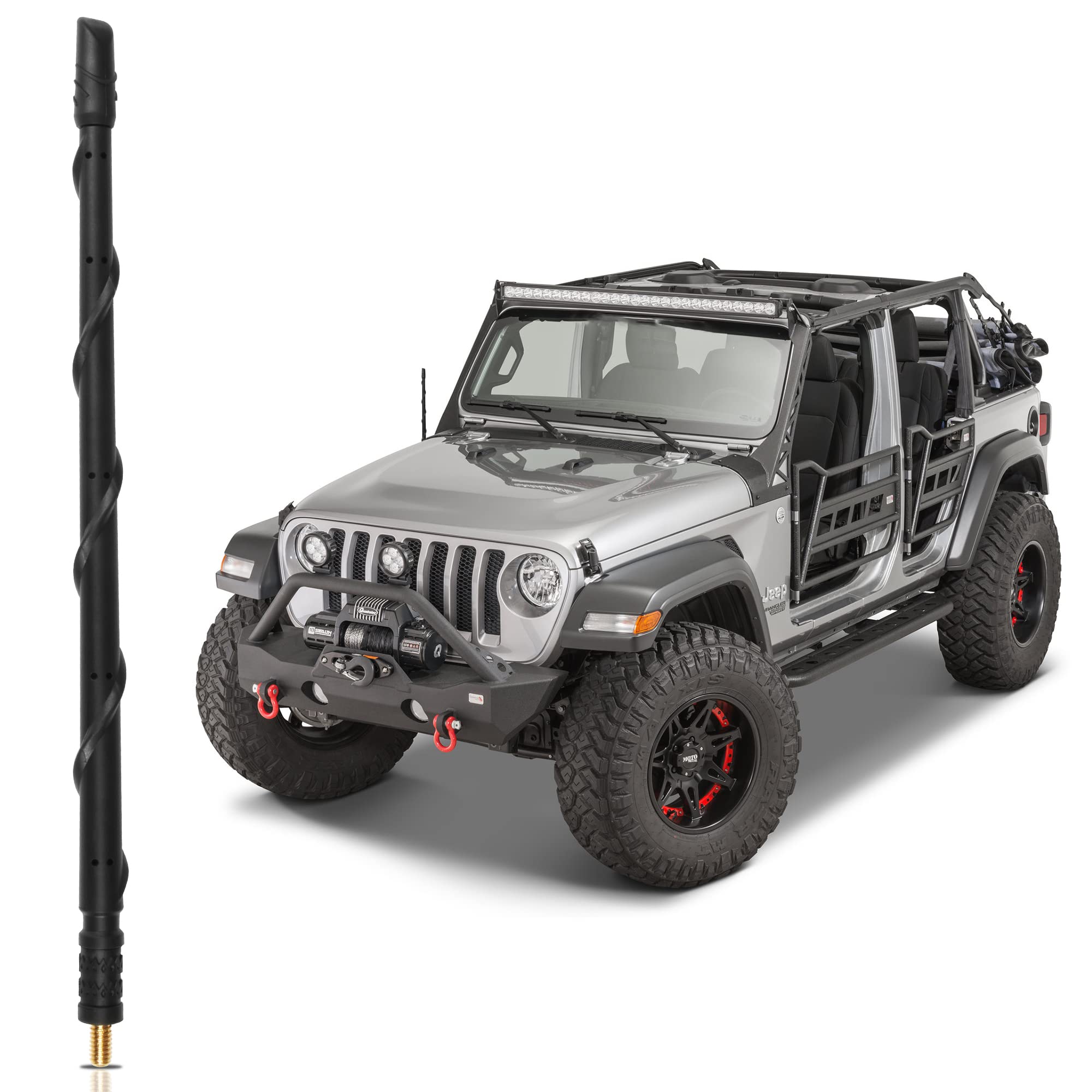 Vofono Antenna For Jeep Wrangler Gladiator Rubicon Sahara Sport Unlimited Jk Jl Jt 2007 2024, 13 Inch New Spiral Flex Rubber Jeep Antenna Replacement Jeep Wrangler Gladiator Accessories