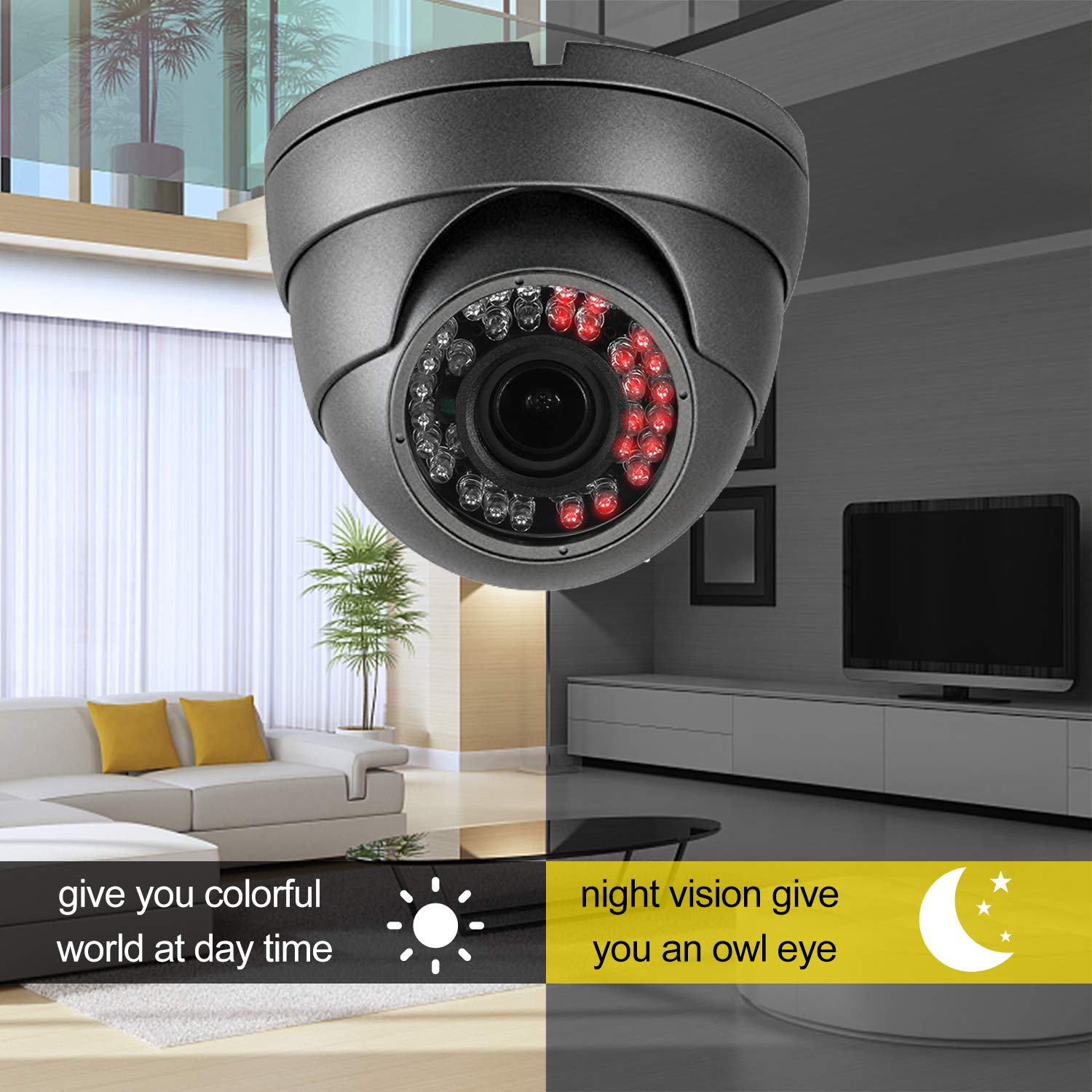 Analog Cctv Camera Hd 1080P 4 In 1 (Tvi/Ahd/Cvi/Cvbs) Security Dome Camera Outdoor, 2.8Mm 12Mm Manual Focus/Zoom Varifocal Lens,